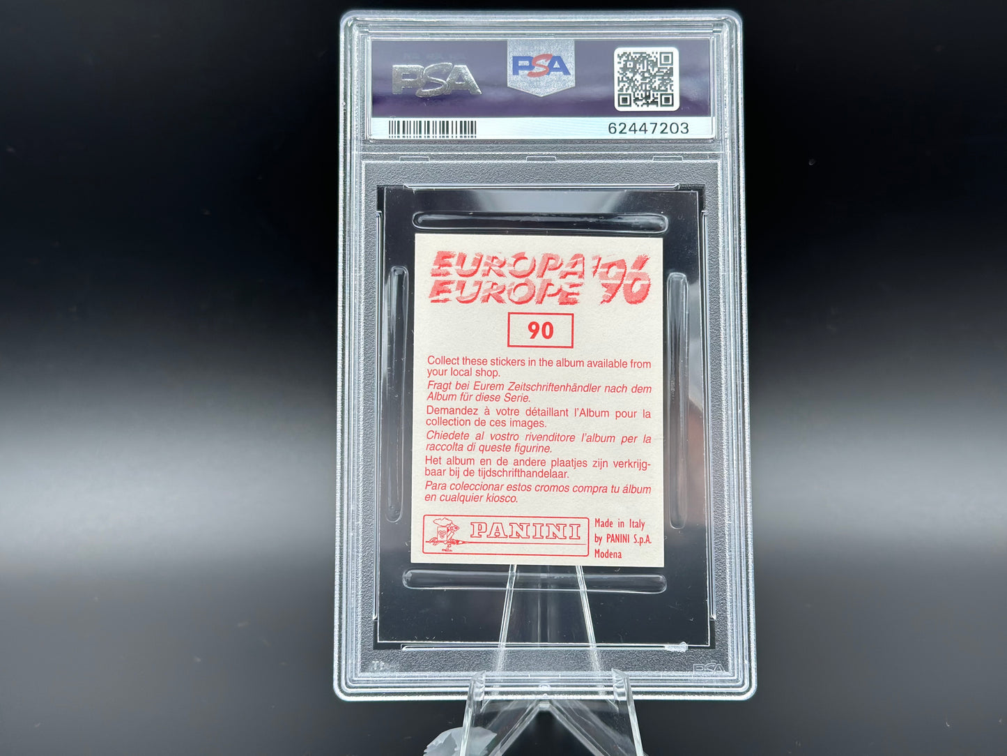 Patrick Kluivert Panini UEFA Euro 1996 #90 Adesivo PSA 6