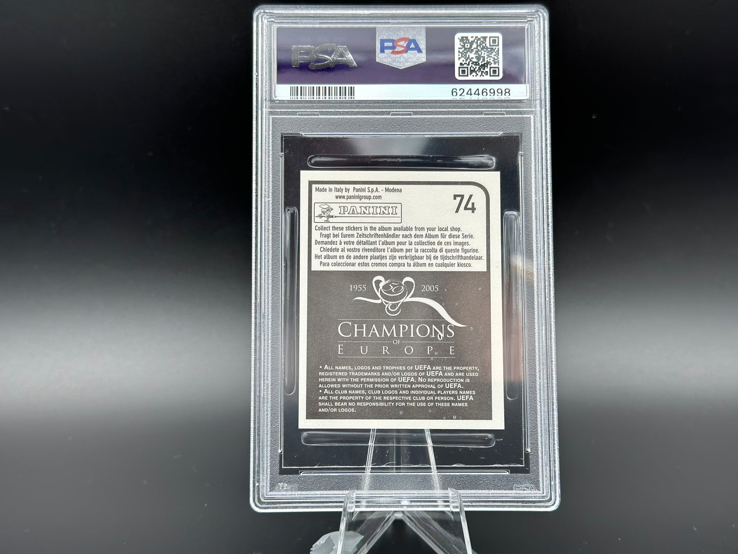 Lionel Messi Panini Campioni d'Europa 2005 #74 Adesivo PSA 8