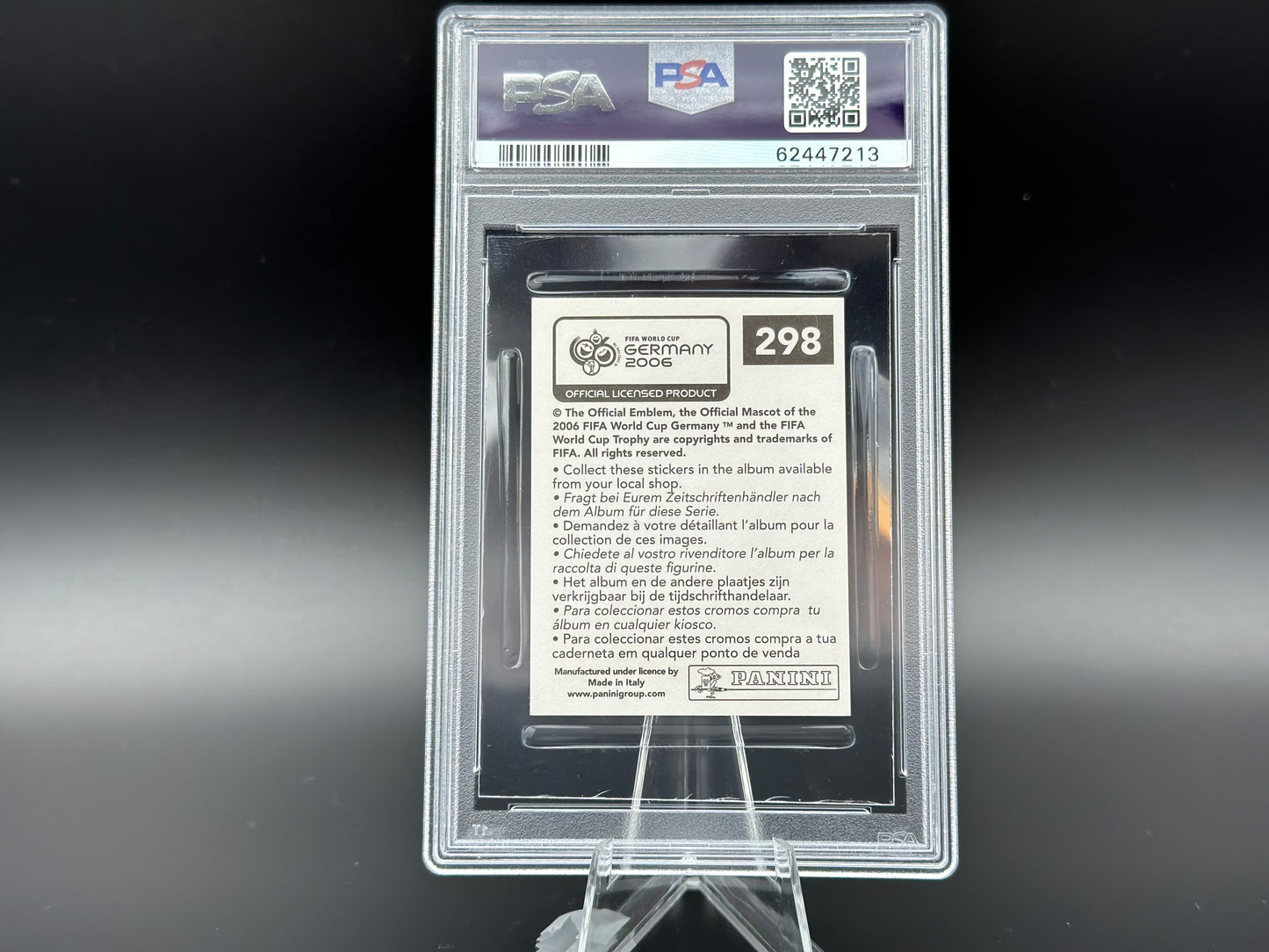 Cristiano Ronaldo Panini Coppa del Mondo 2006 #298 Adesivo PSA 5