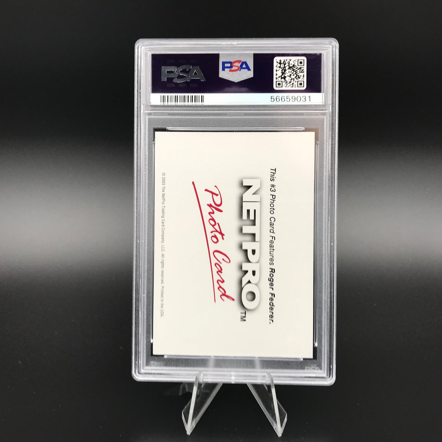 Scheda fotografica Roger Federer Netpro PSA 9