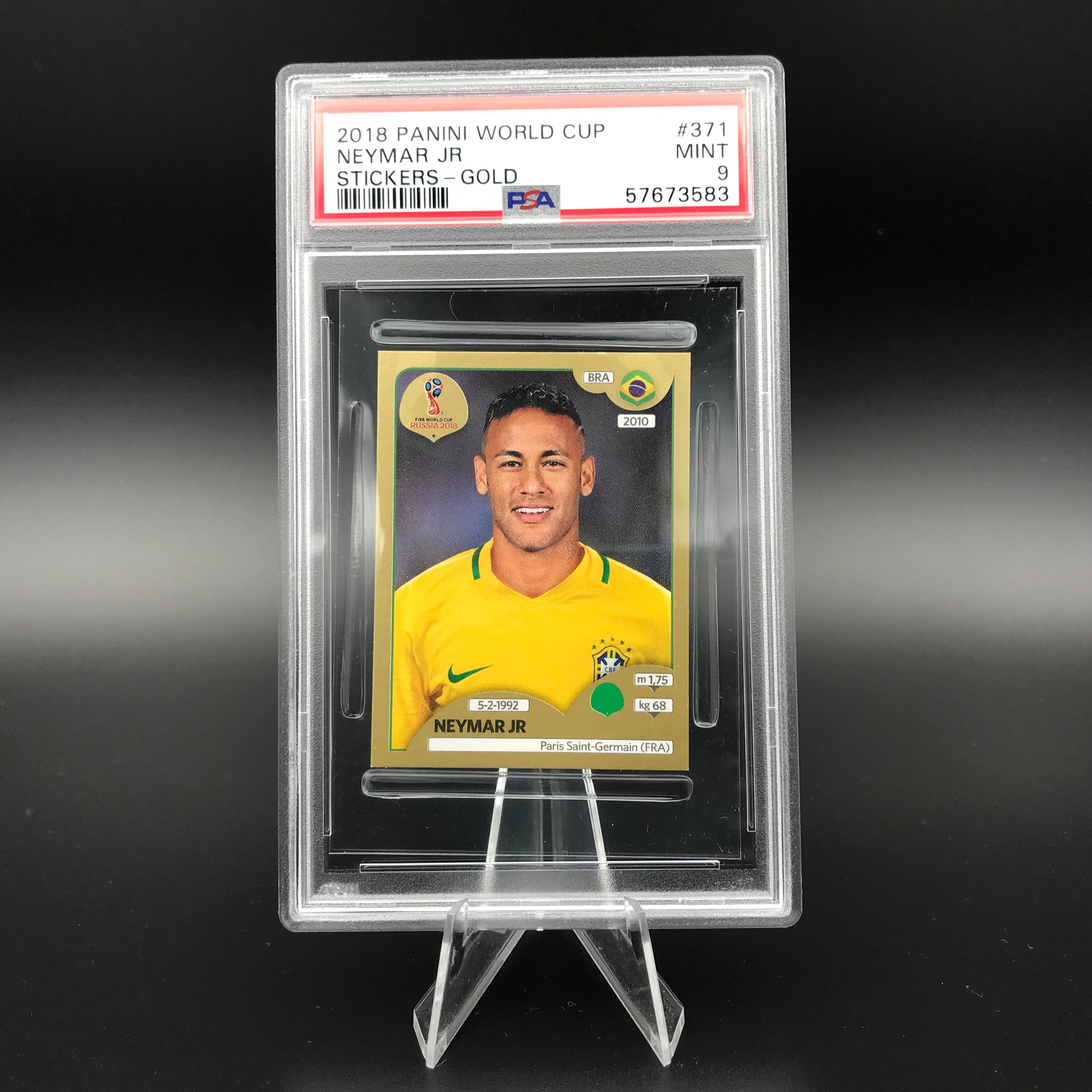 Neymar JR Panini World Cup 2018 Swiss Edition #371 Sticker PSA 9