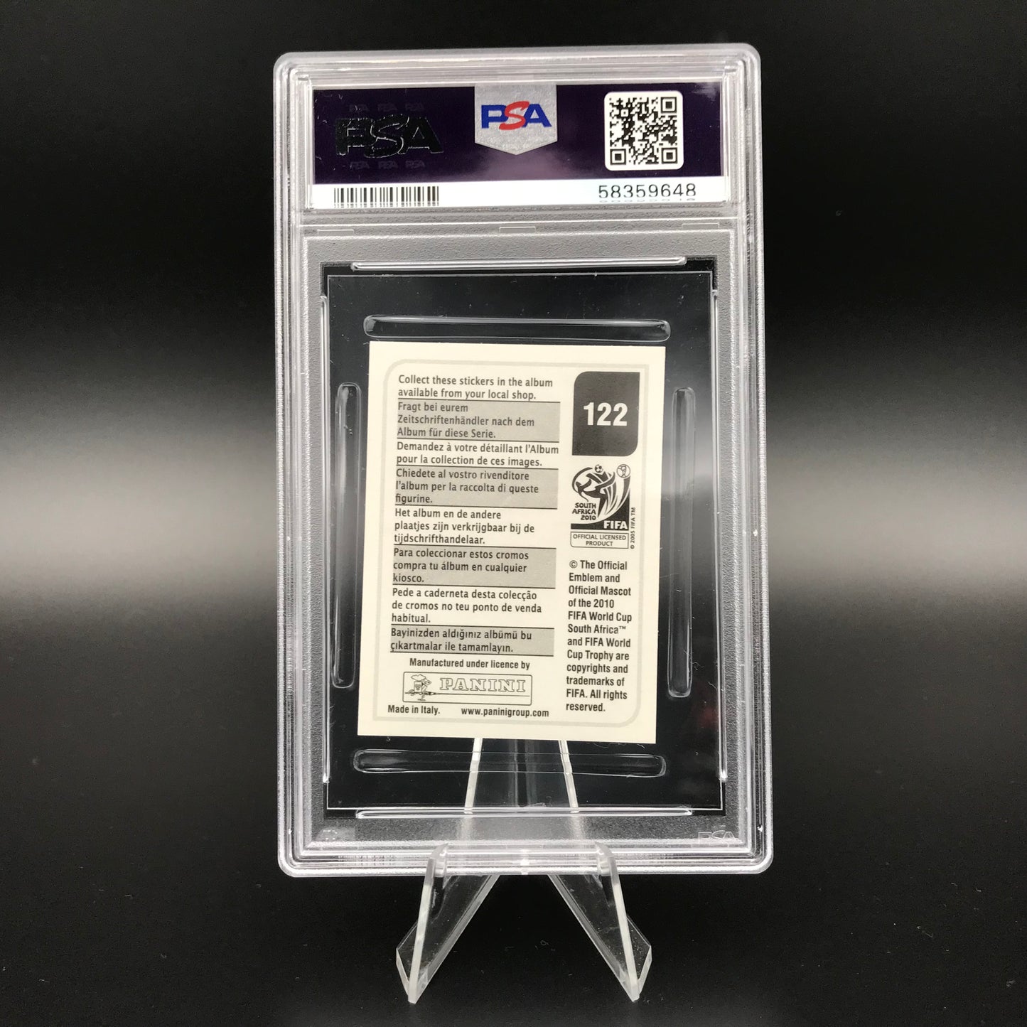 Lionel Messi Panini World Cup 2010 #122 Sticker PSA 7