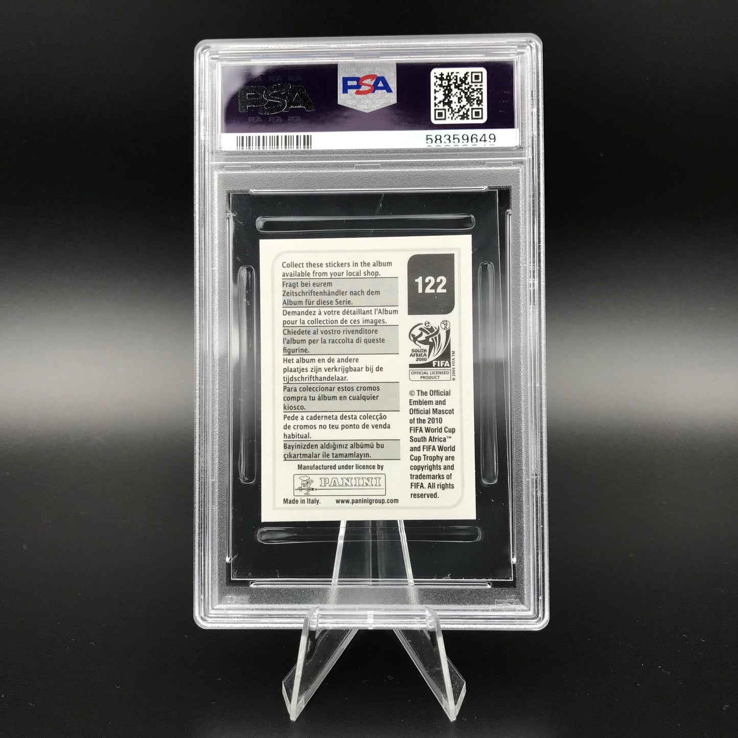 Lionel Messi Panini Coppa del Mondo 2010 #122 Adesivo PSA 7