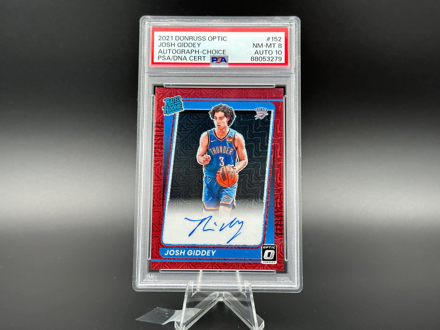 Josh Giddey RC 2021 Donruss Optic on card Autograph-Choice PSA 8 / PSA 10 AUTO