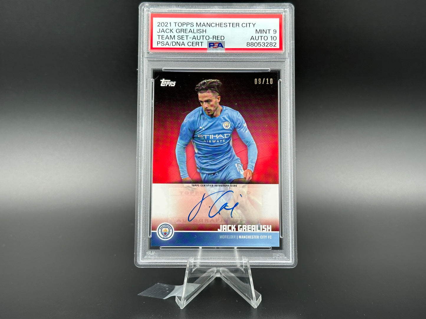 Jack Grealish 2021 Topps Manchester City Team Set Red 09/10 PSA 9 / PSA 10 AUTO