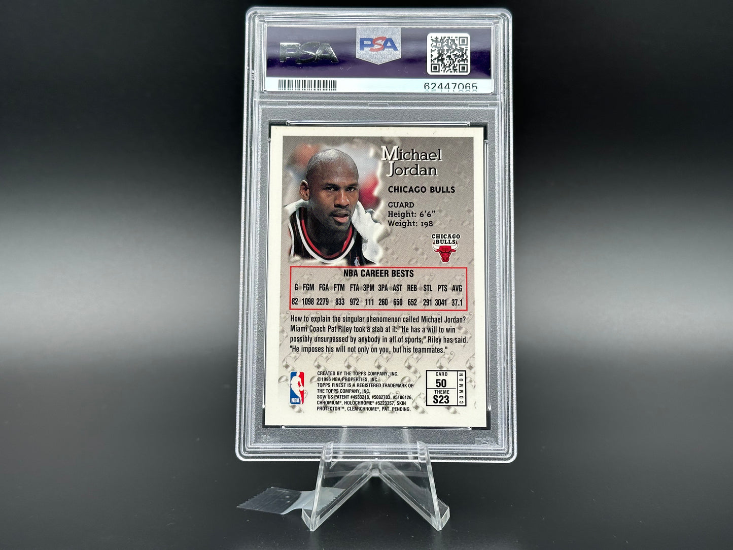 Michael Jordan 1996 Topps Finest Coating PSA 8