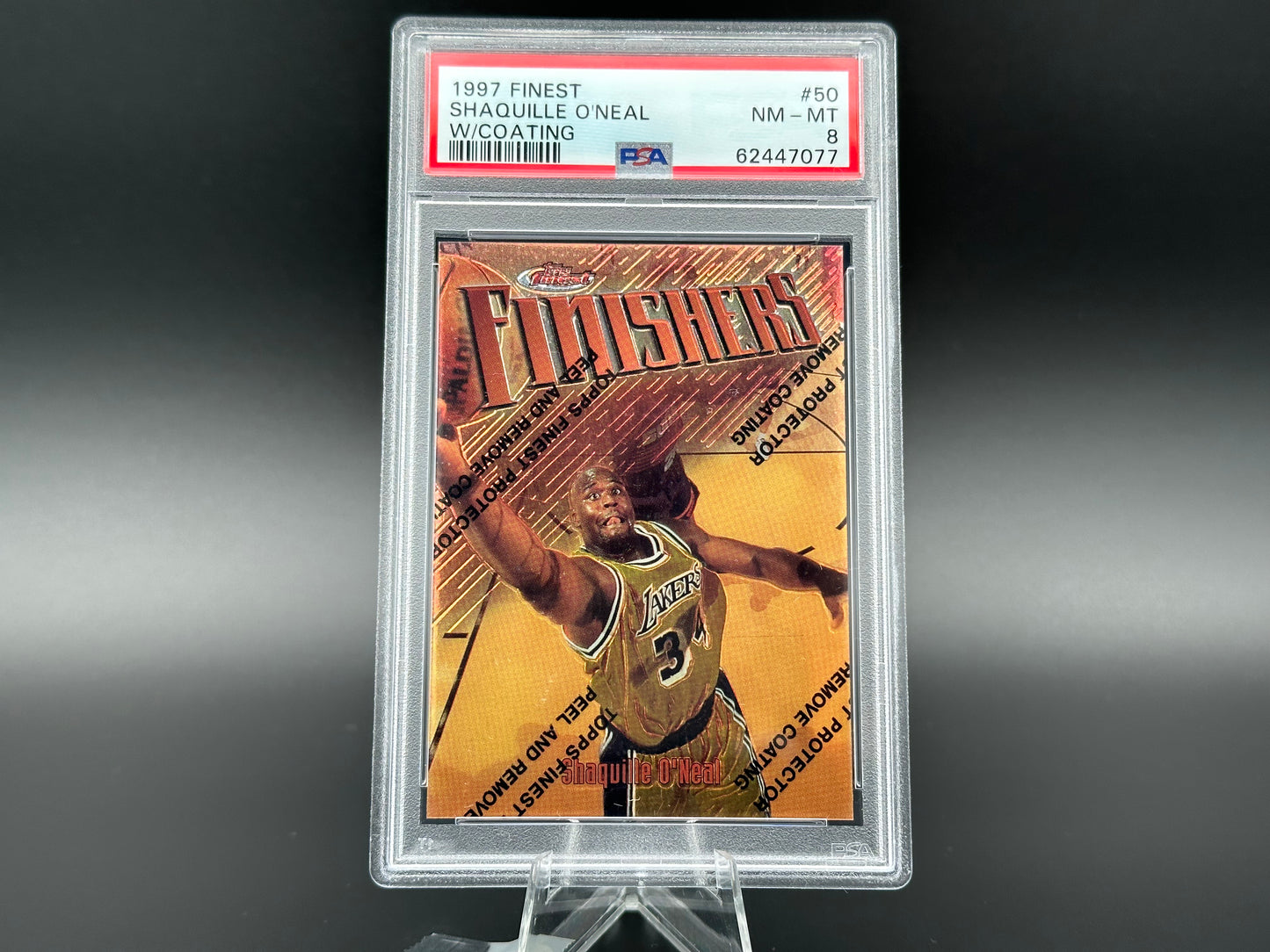 Shaquille O'Neal 1997 Topps Finest Coating PSA 8