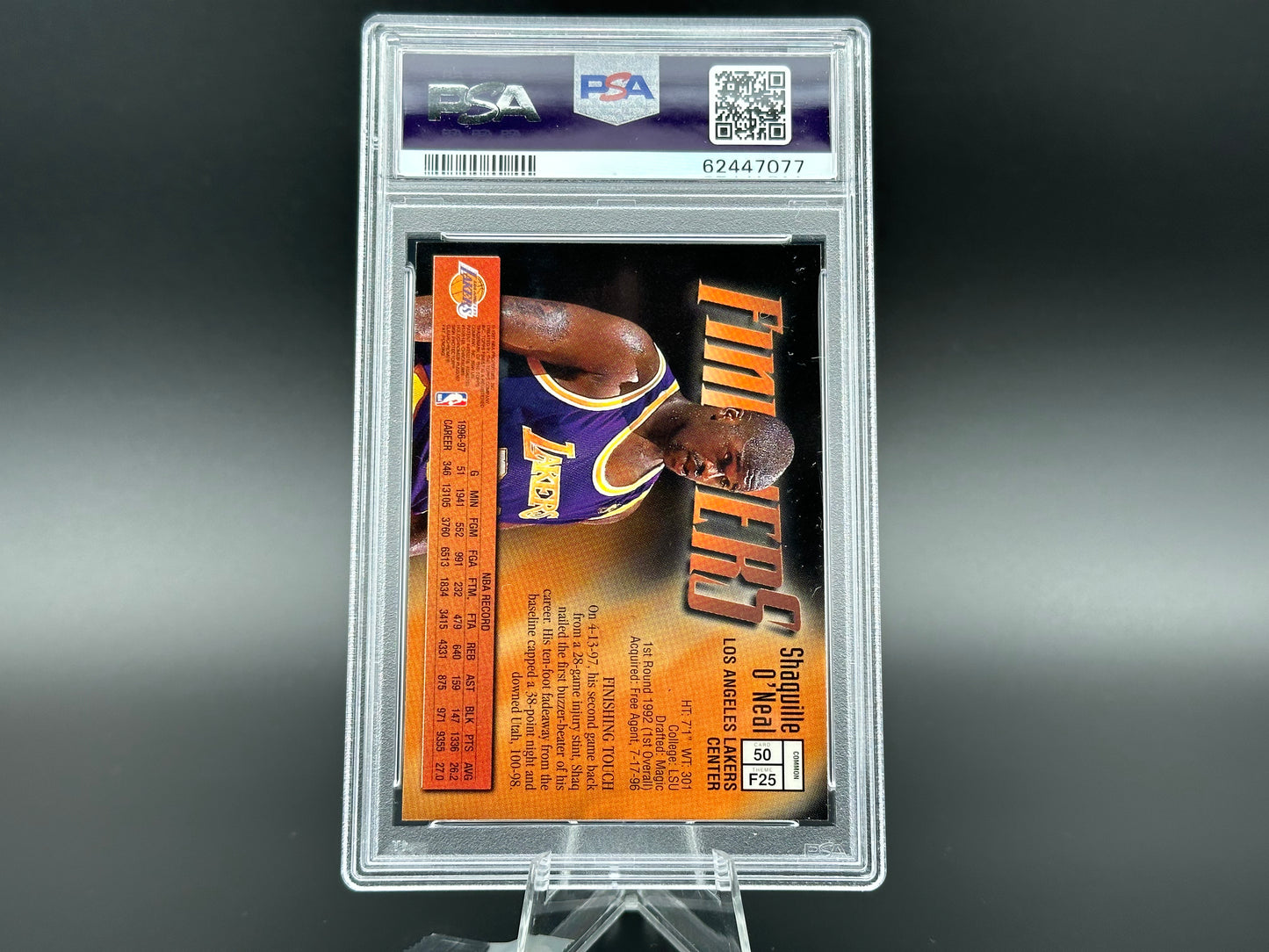 Shaquille O'Neal 1997 Topps Finest Coating PSA 8