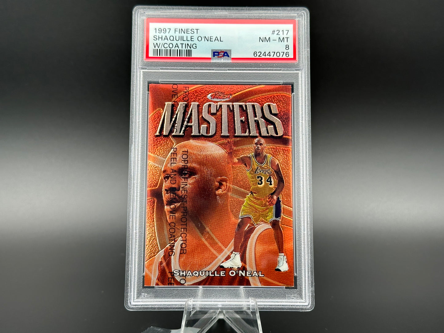 Shaquille O'Neal 1997 Topps Finest Coating PSA 8