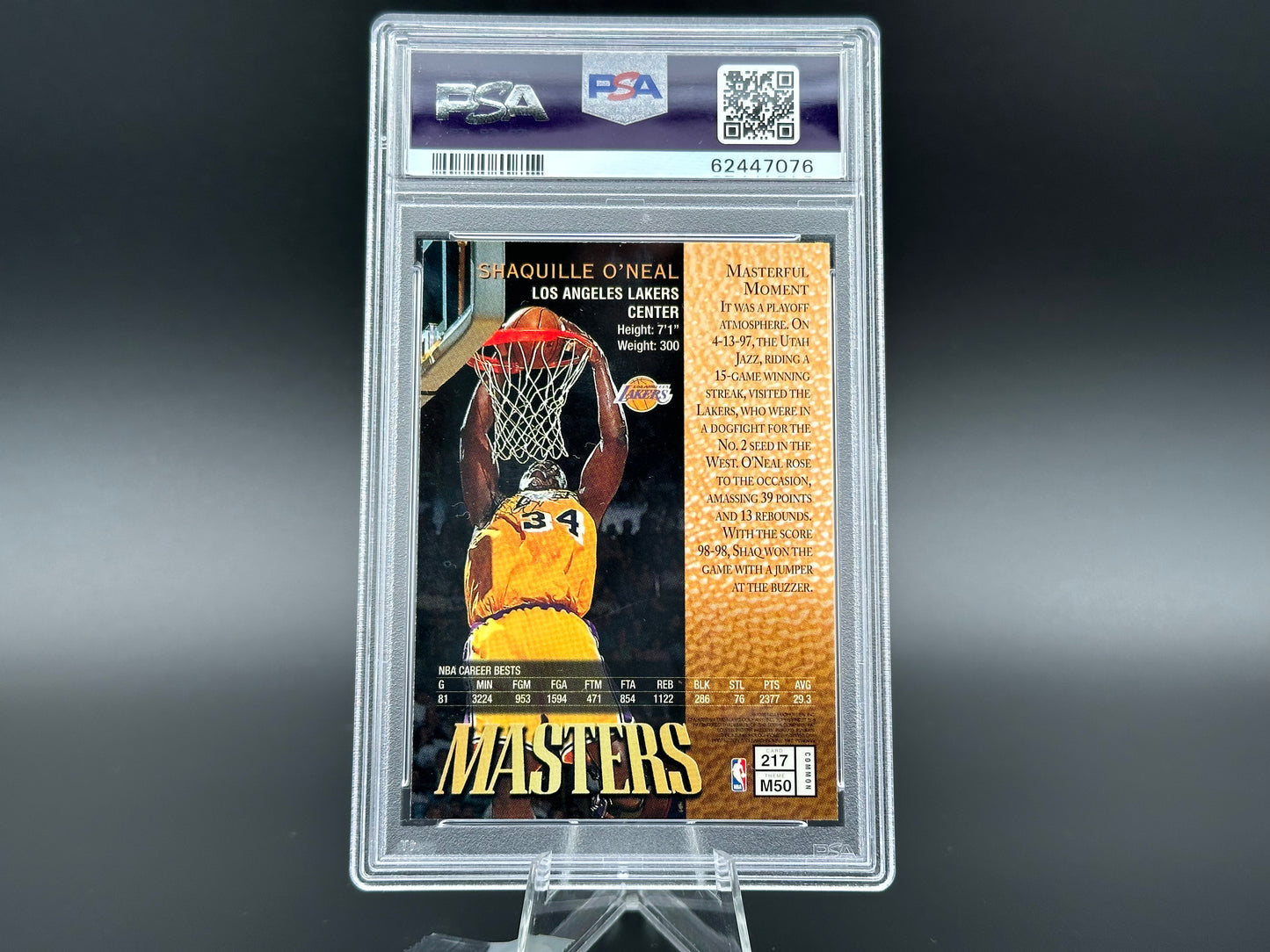 Shaquille O'Neal 1997 Topps Finest Coating PSA 8