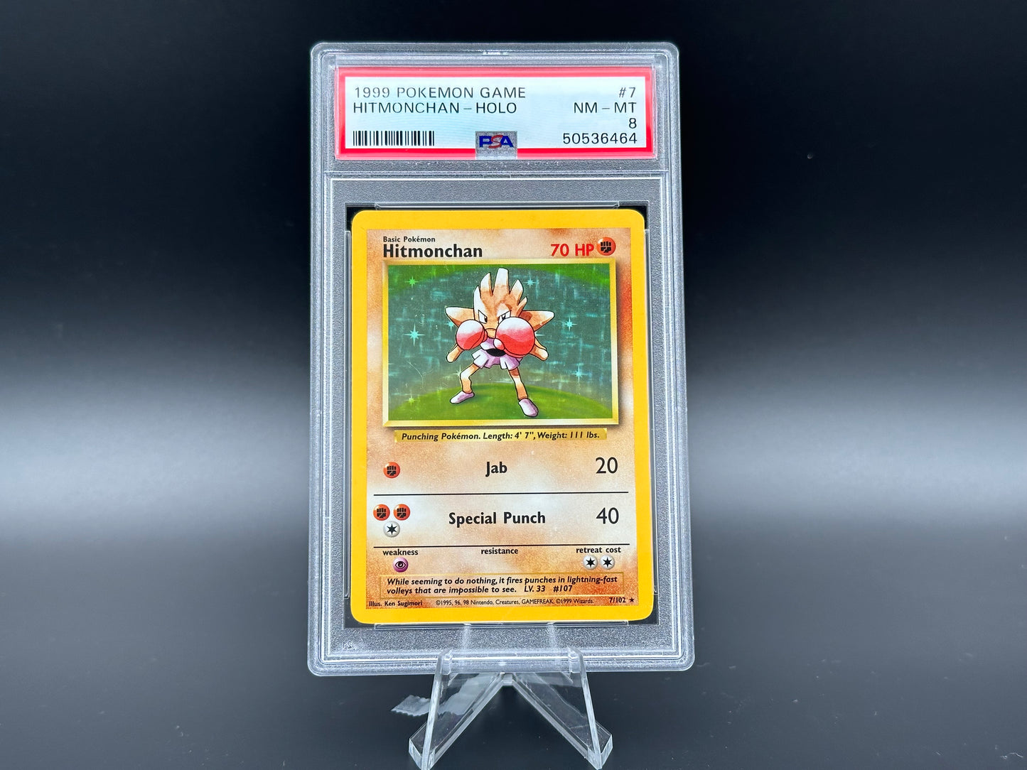 Hitmonchan holo Base Set PSA 8