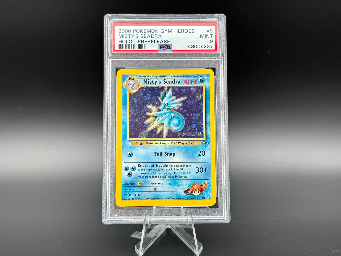 Misty's Seadra holo Gym Heroes Prerelease PSA 9