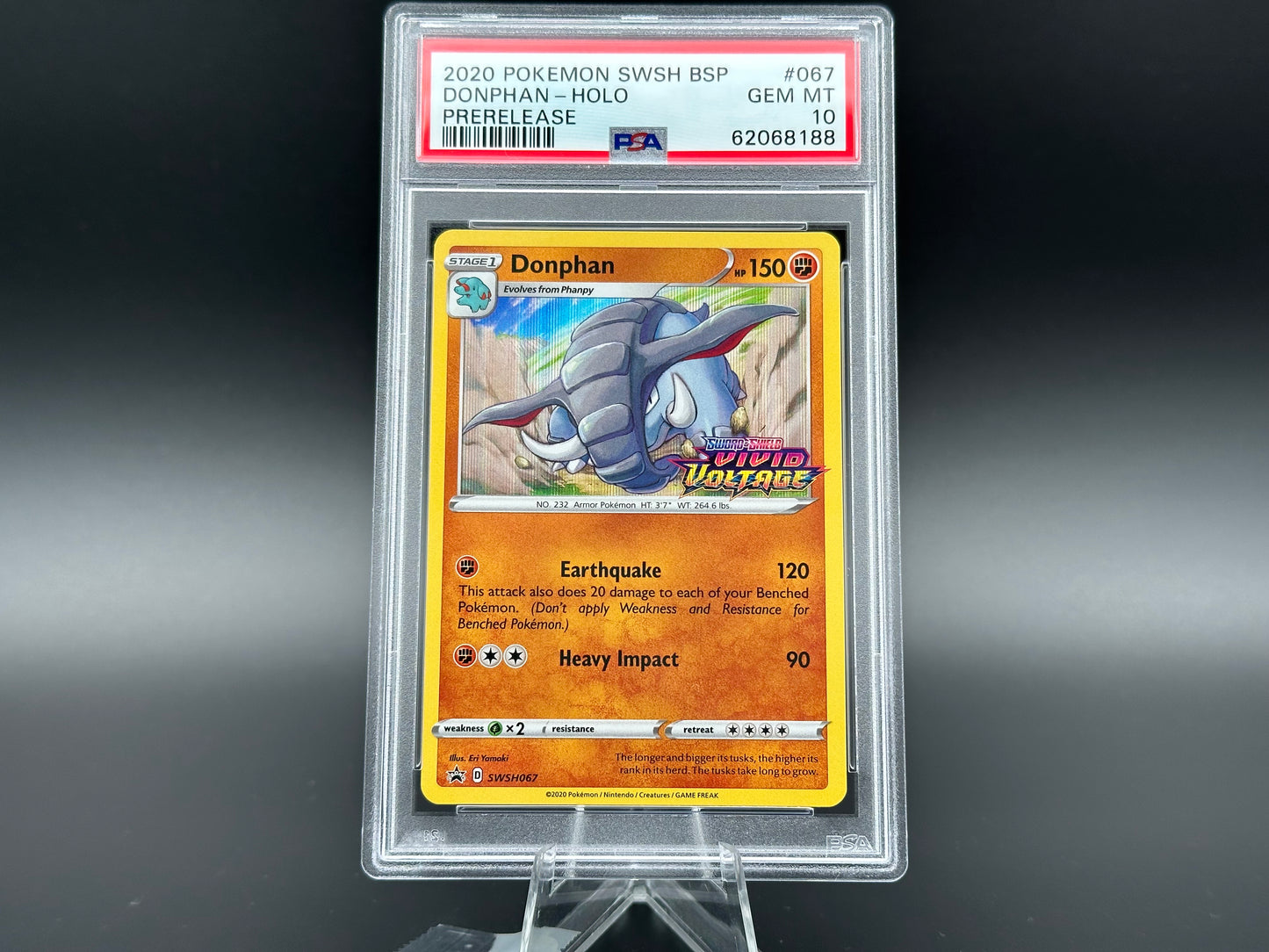 Donphan holo Vivid Voltage Prerelease Englisch PSA 10