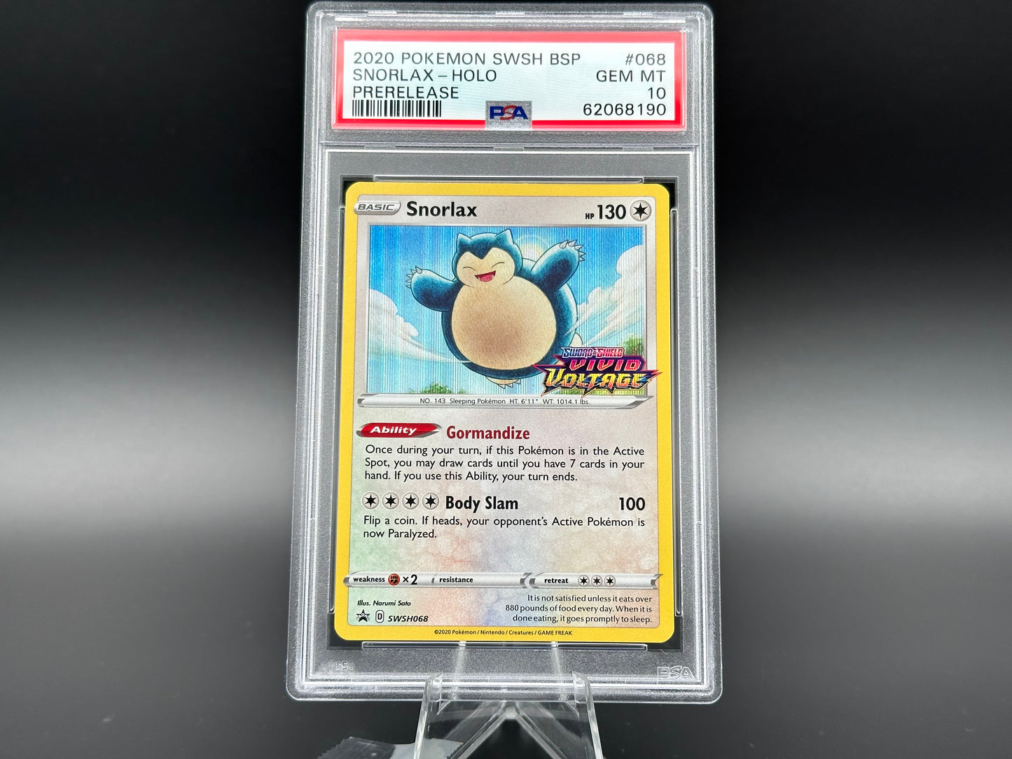 Snorlax holo Vivid Voltage Prerelease Englisch PSA 10