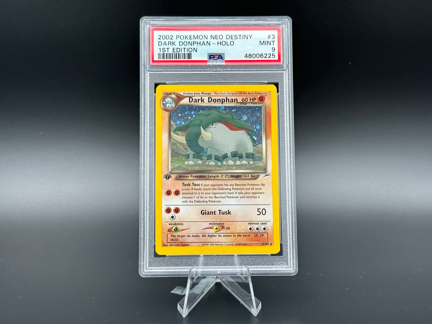 Dark Donphan olografico Neo Destiny prima edizione PSA 9