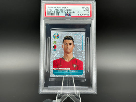 Cristiano Ronaldo Euro 2020 Preview - Blue #POR6 Sticker PSA 9