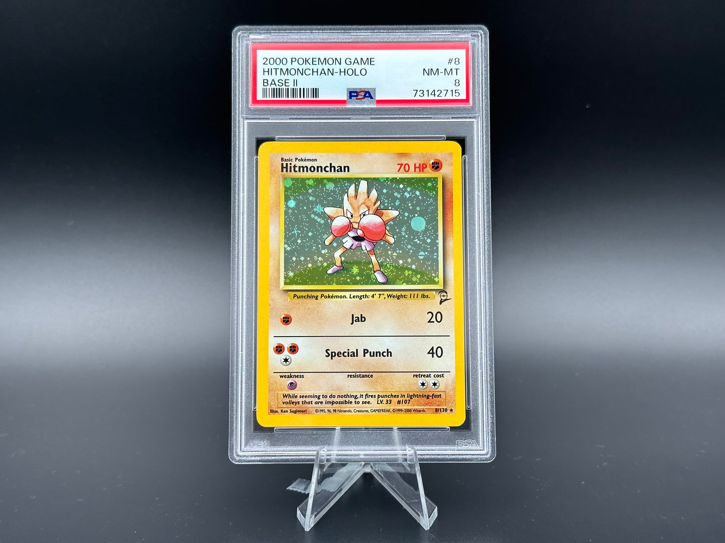 Hitmonchan holo Base 2 PSA 8