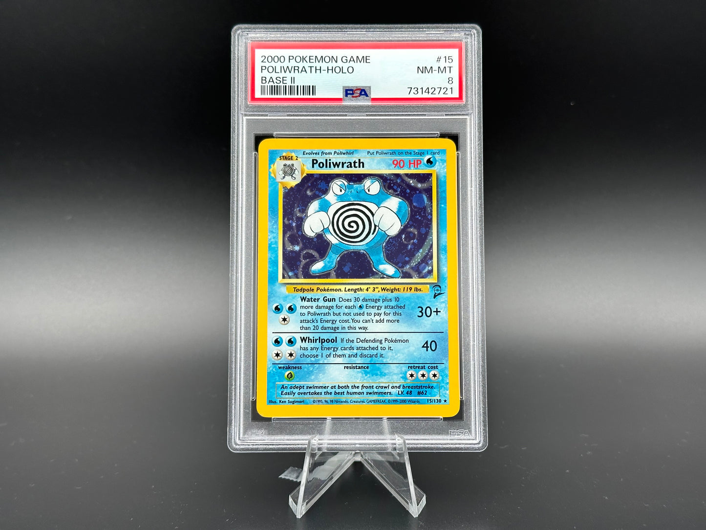 Poliwrath holo Base 2 PSA 8