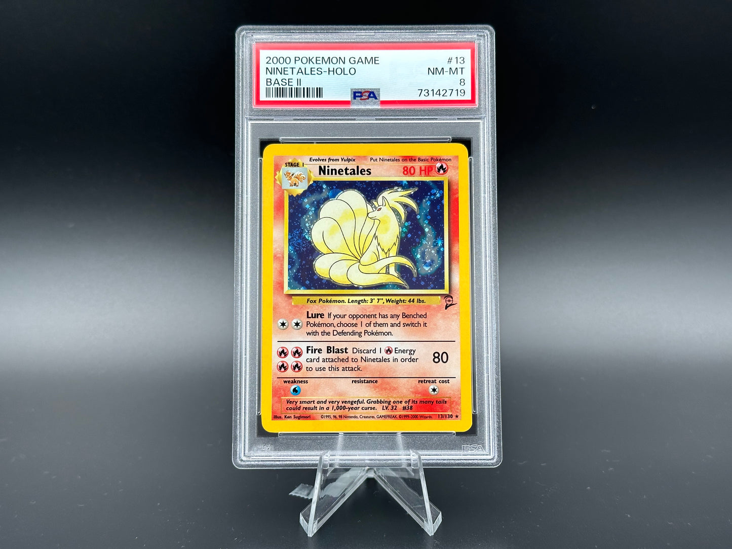 Ninetales holo Base 2 PSA 8