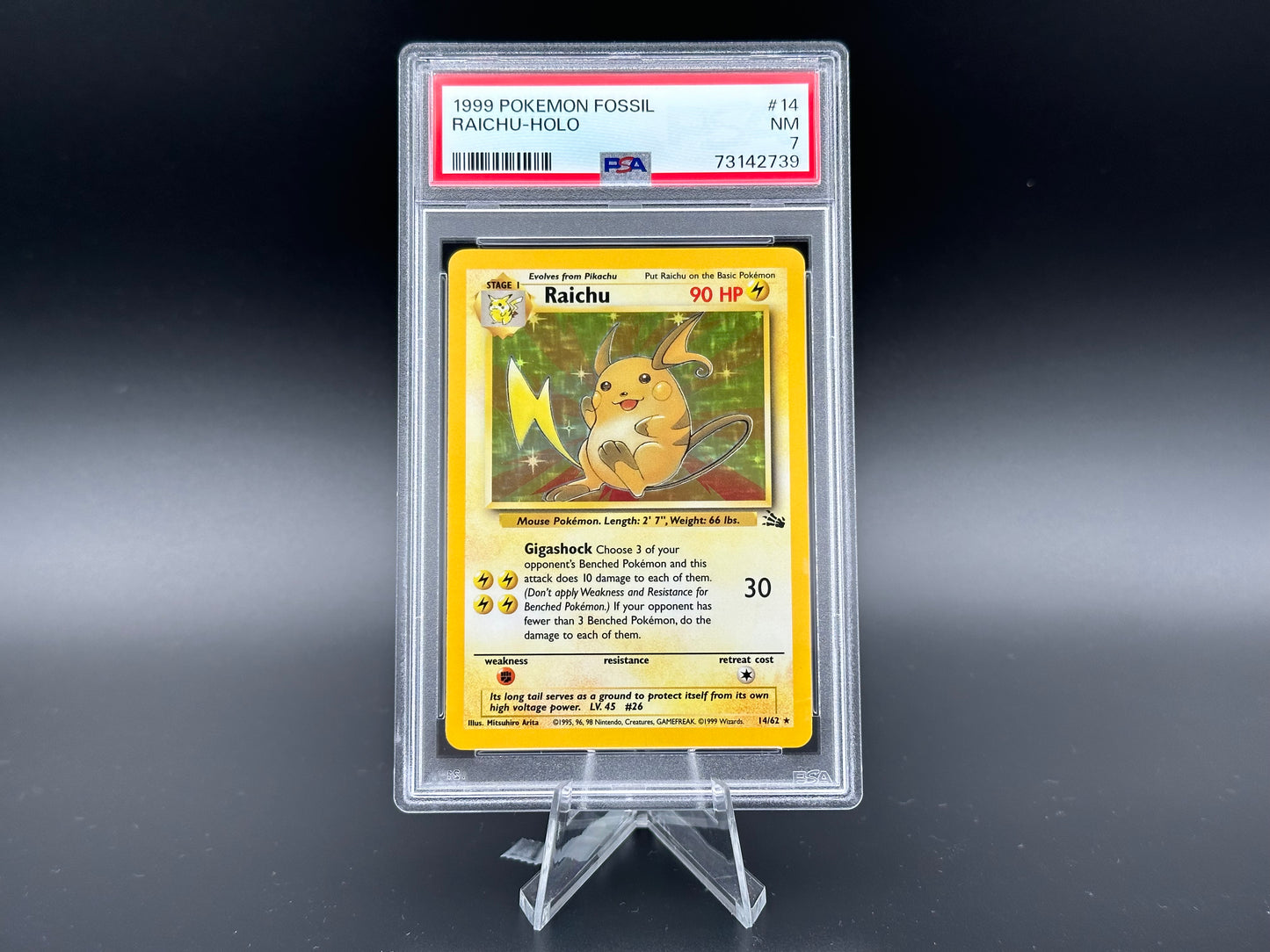 Raichu holo Fossil PSA 7