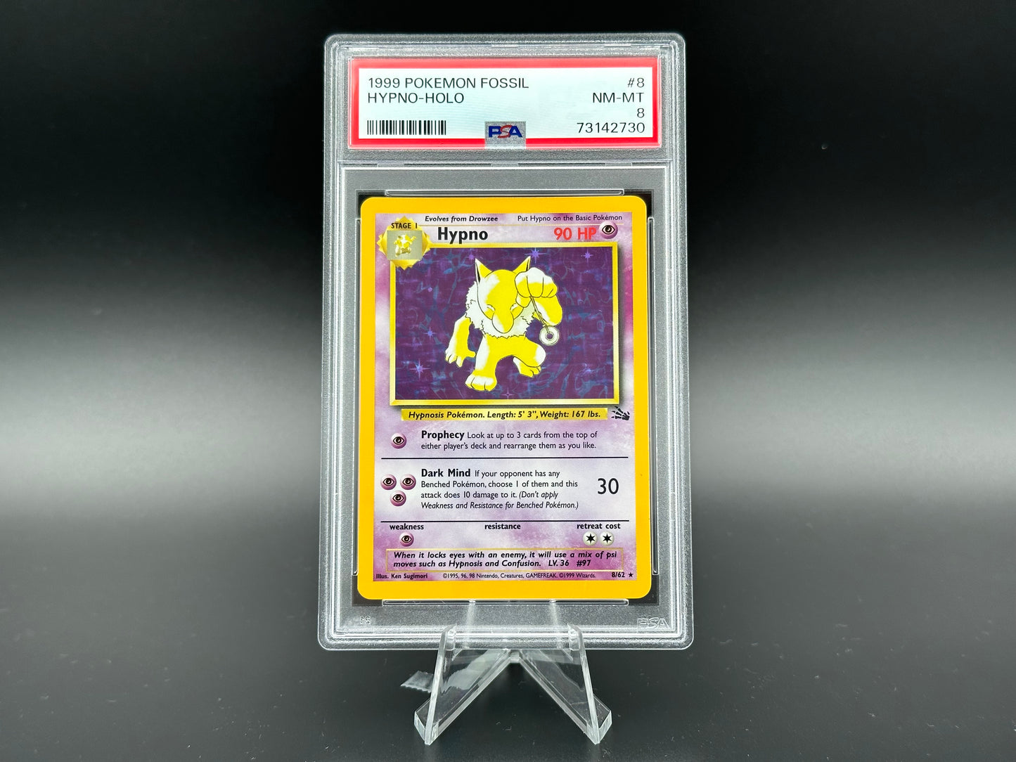 Hypno holo Fossil PSA 8