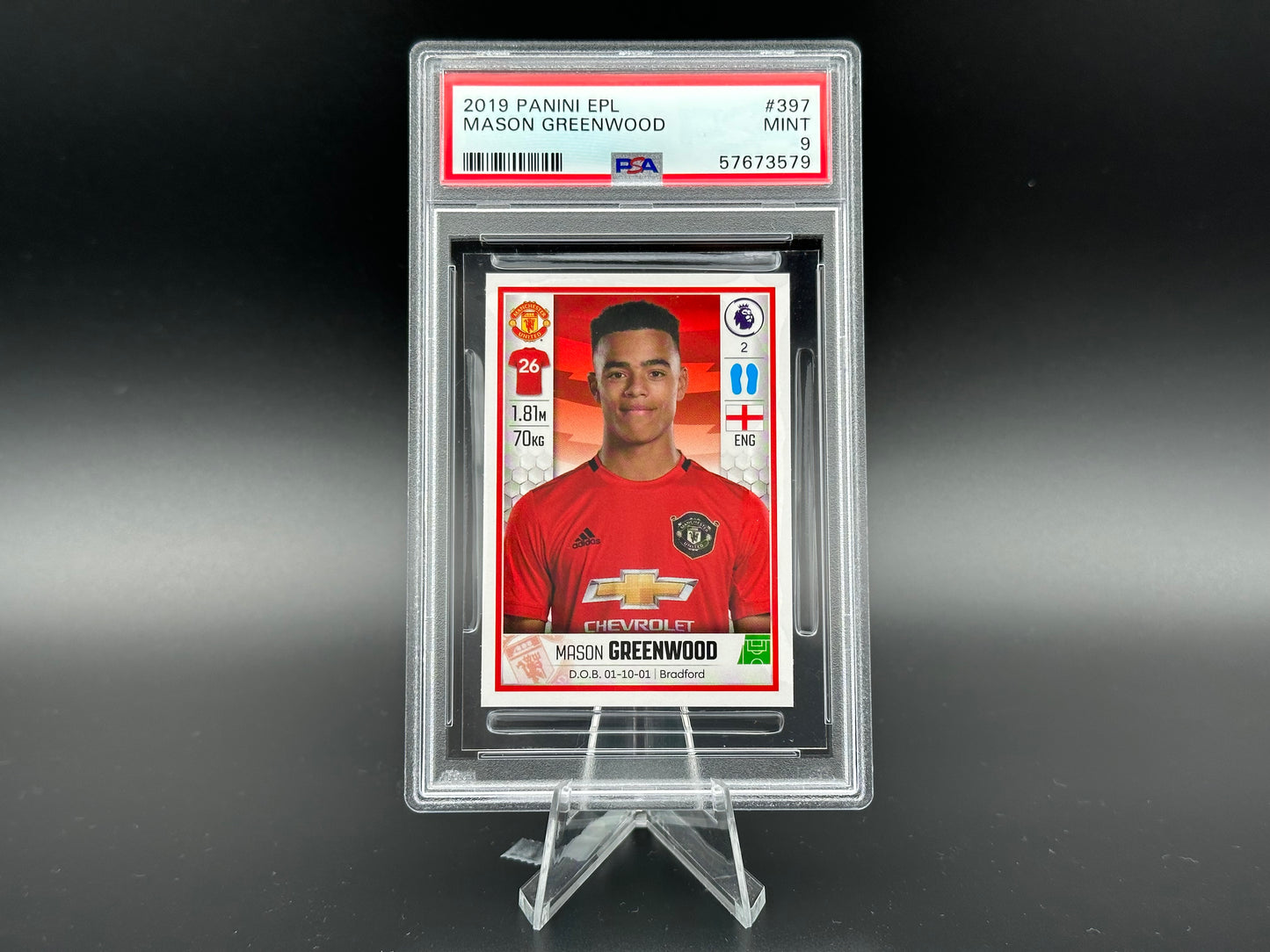 Mason Greenwood 2019 Manchester United Sticker #397 PSA 9