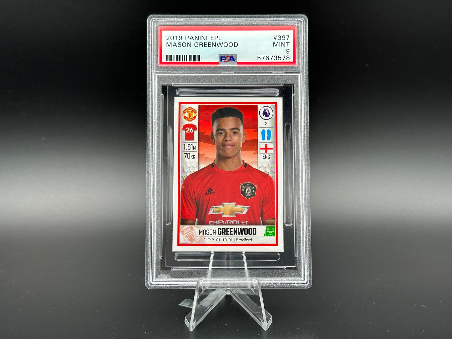 Autocollant Mason Greenwood 2019 Manchester United #397 PSA 9