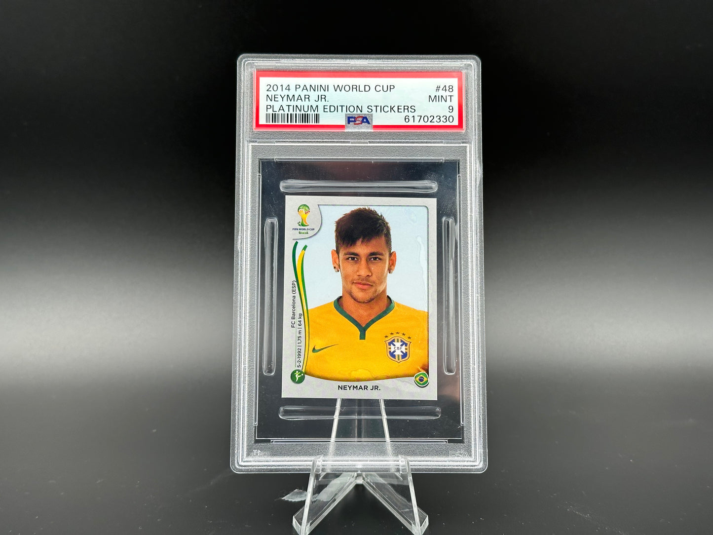 Neymar Jr. Panini Coupe du Monde 2014 Platinum Edition #48 Autocollant PSA 9