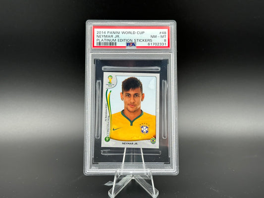 Neymar JR. Panini World Cup 2014 Platinum Edition #48 Sticker PSA 8