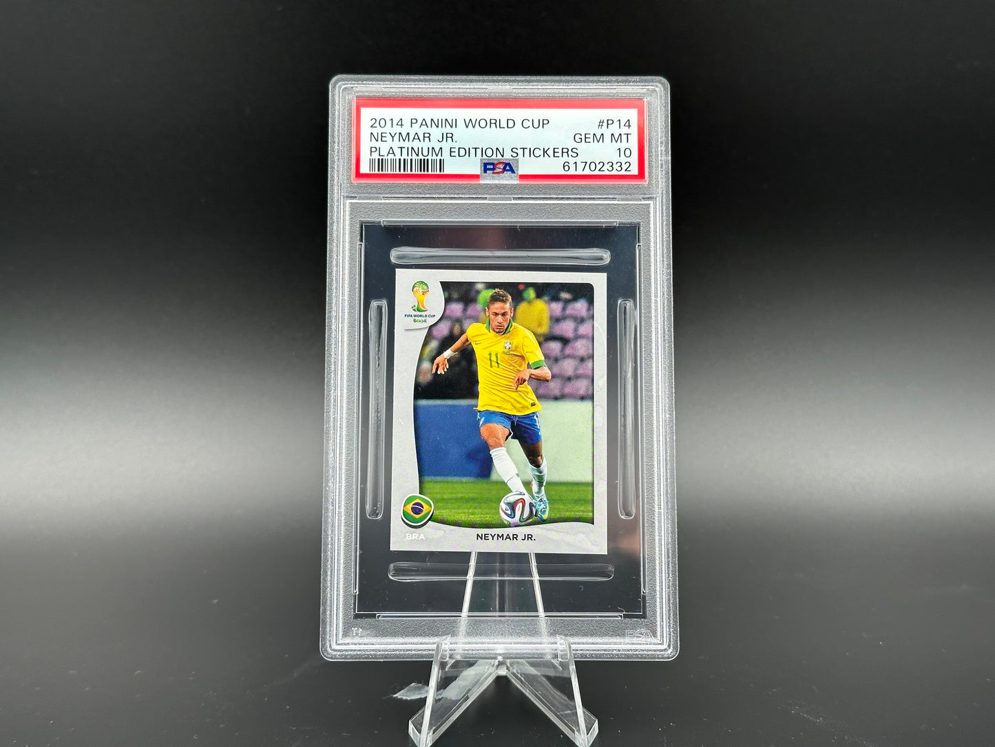 Neymar JR. Panini World Cup 2014 Platinum Edition #P14 Sticker PSA 10