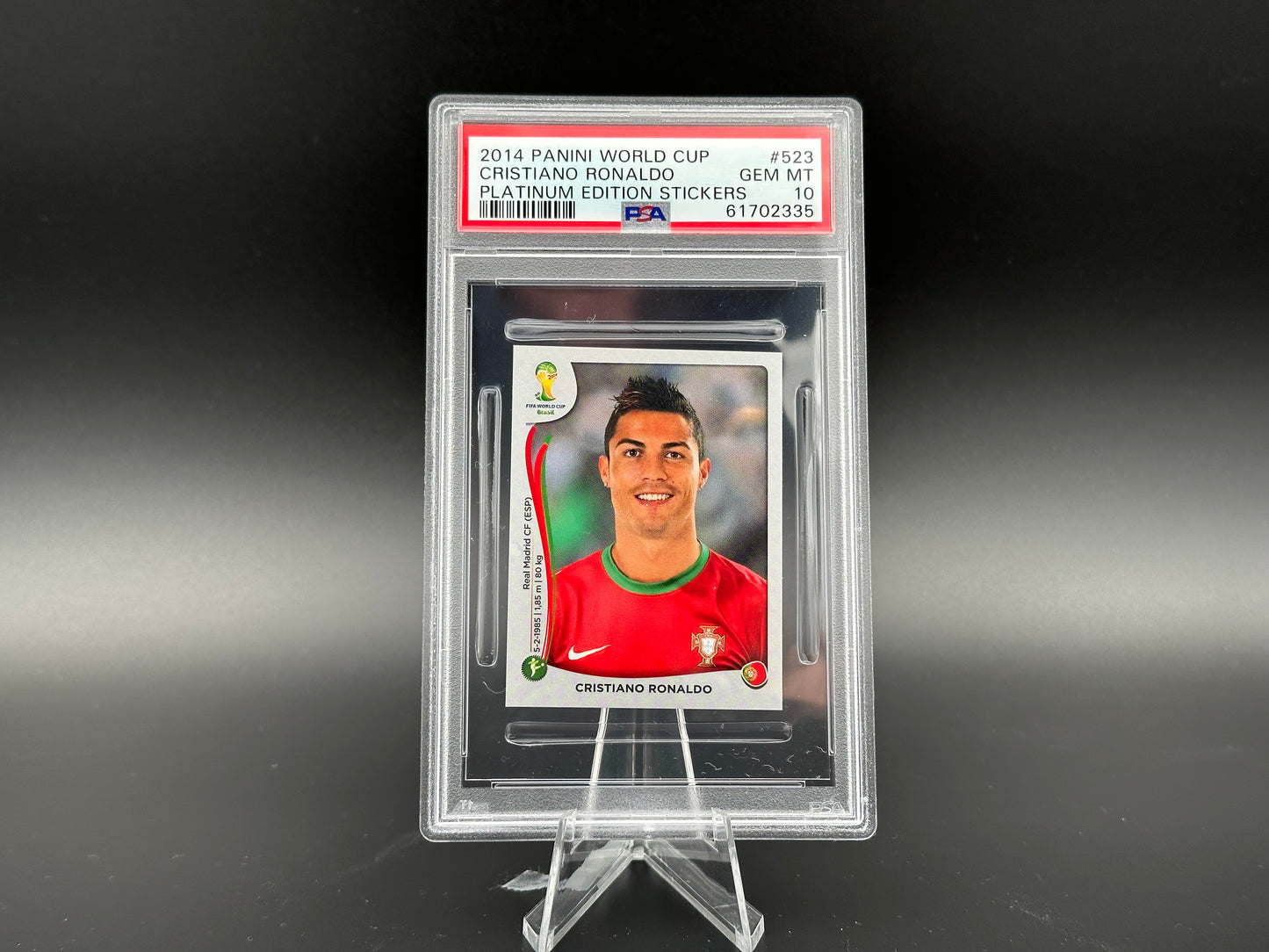 Cristiano Ronaldo Panini Coupe du Monde 2014 Platinum Edition #523 Autocollant PSA 10