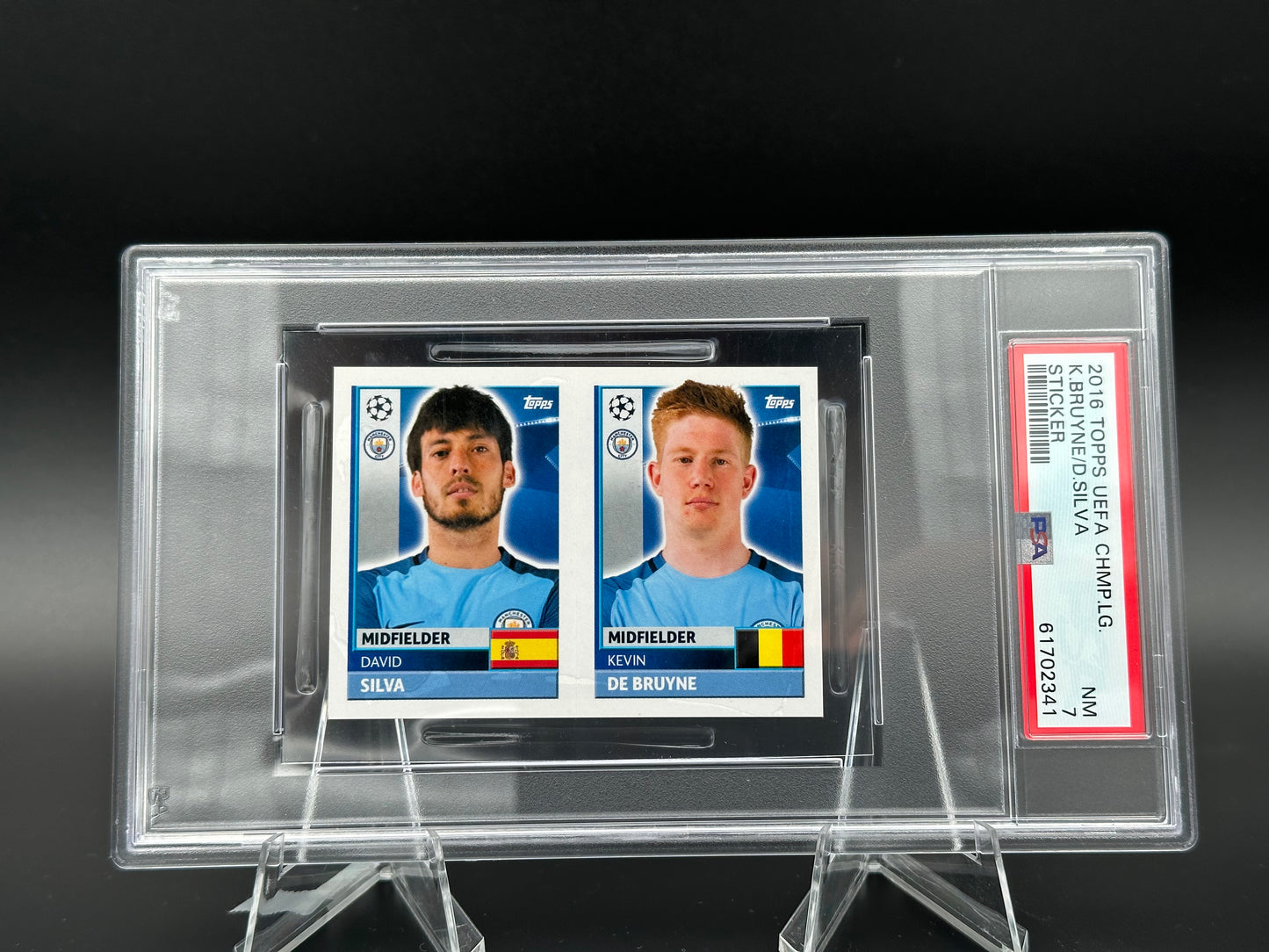 Silva & De Bruyne Topps UCL 2016 #QFG11/12 Sticker PSA 7