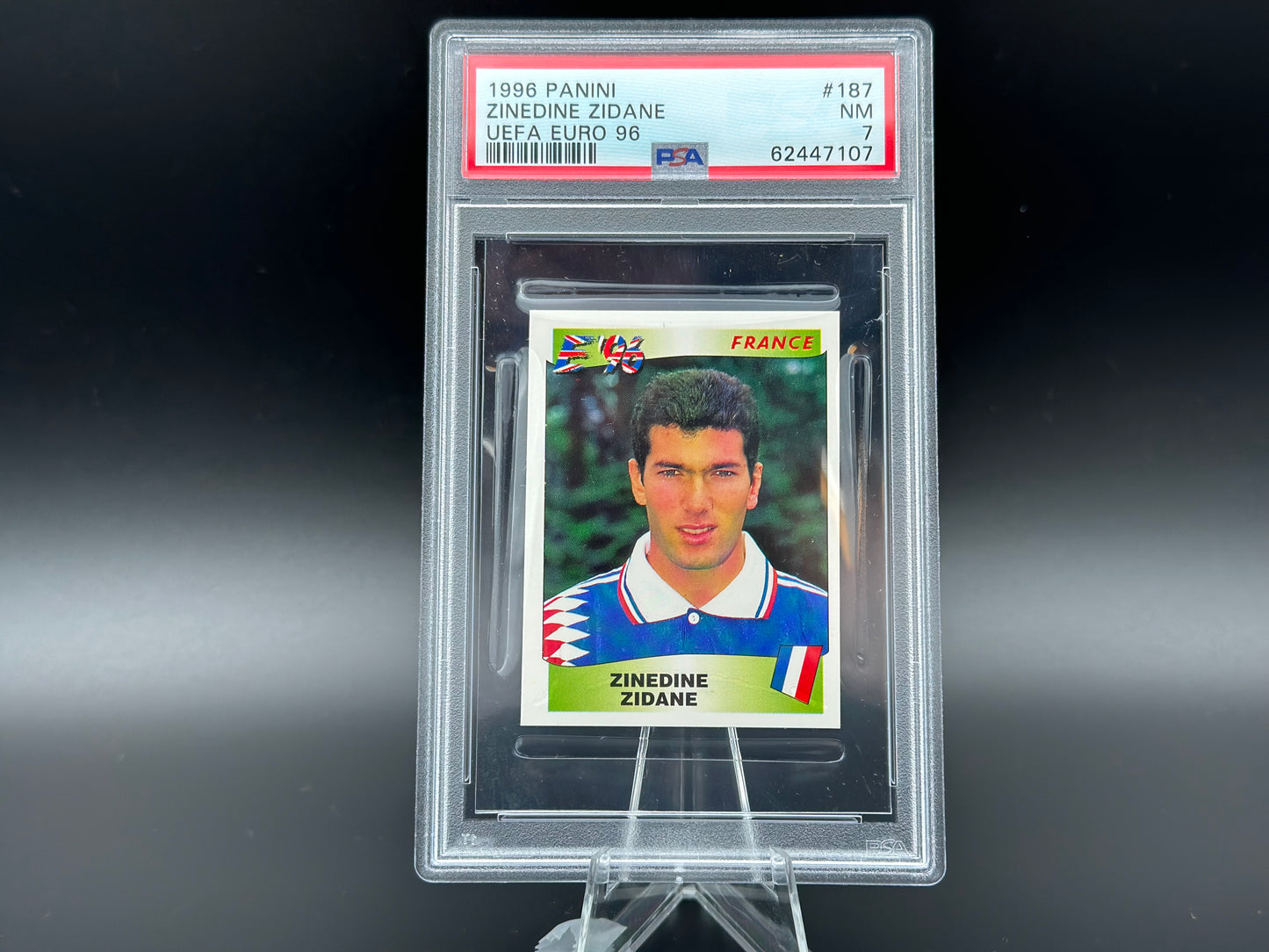 Zinedine Zidane Panini UEFA Euro 1996 #187 Adesivo PSA 7