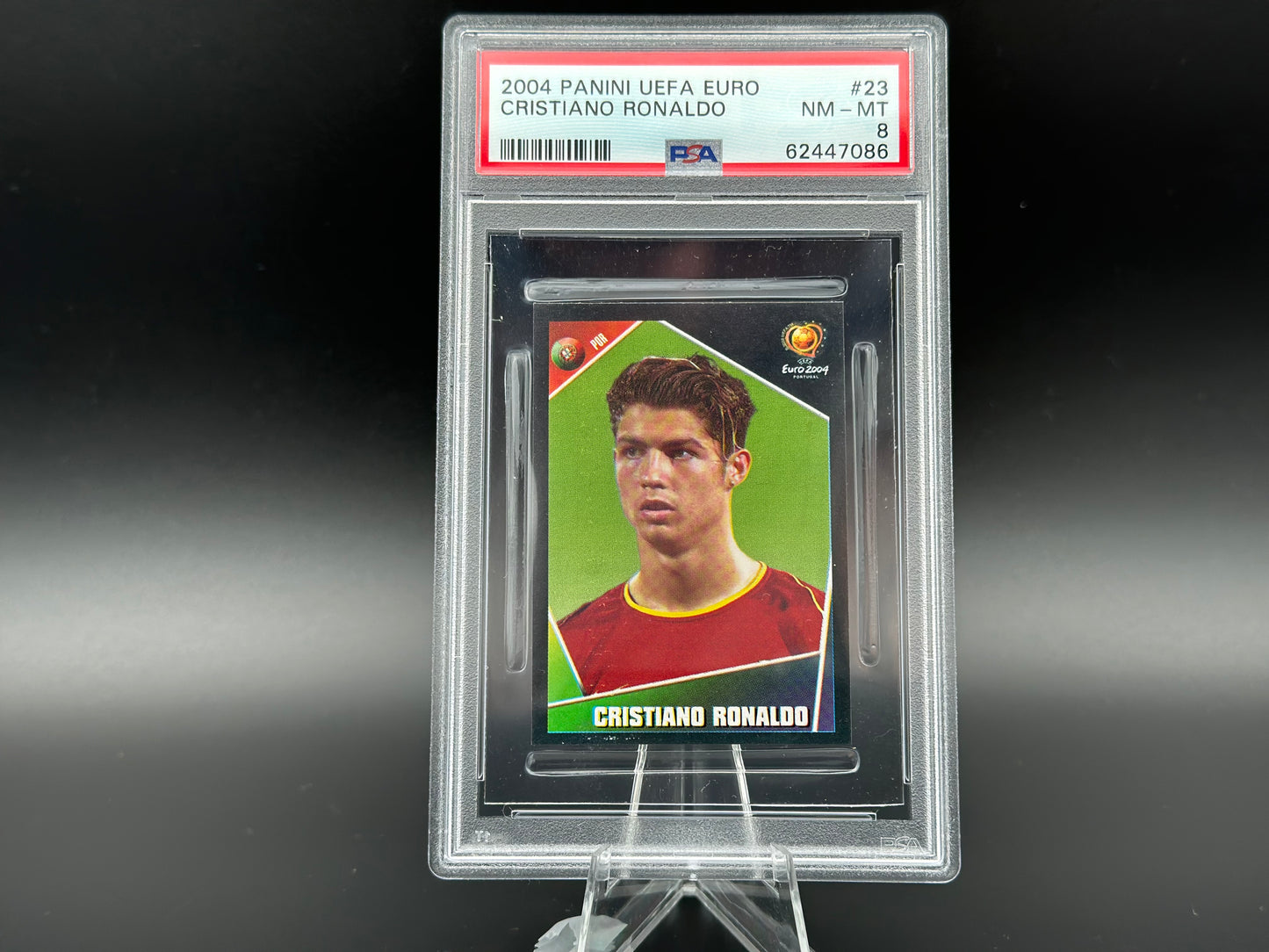 Cristiano Ronaldo Panini Euro 2004 #23 Adesivo PSA 8