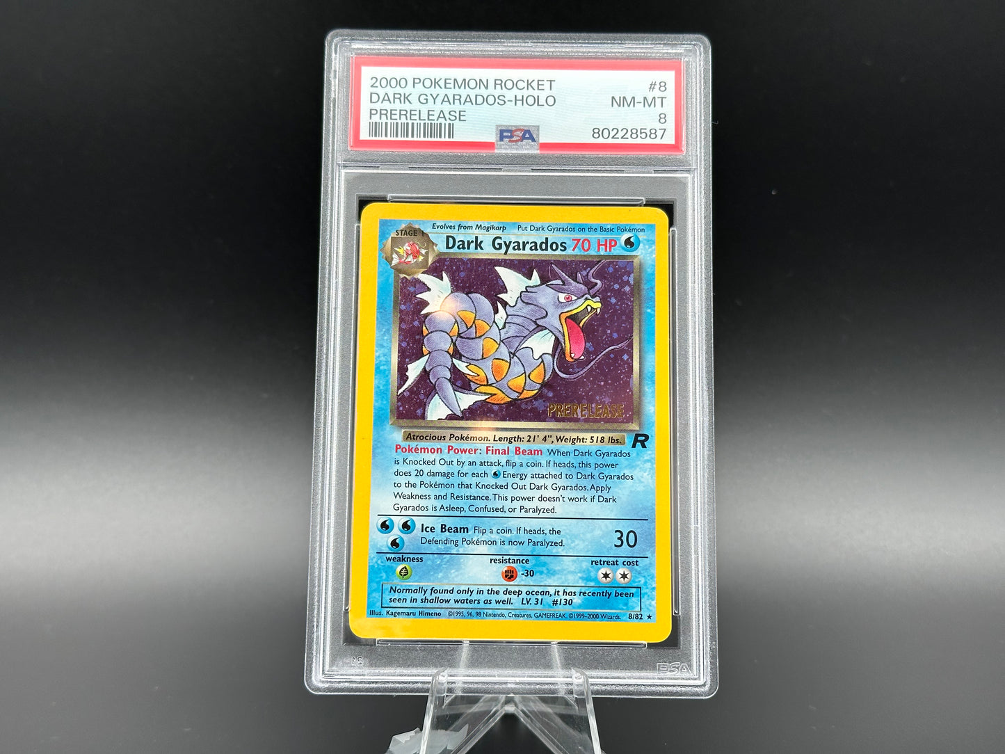 Dark Gyarados holo Prerelease Team Rocket PSA 8