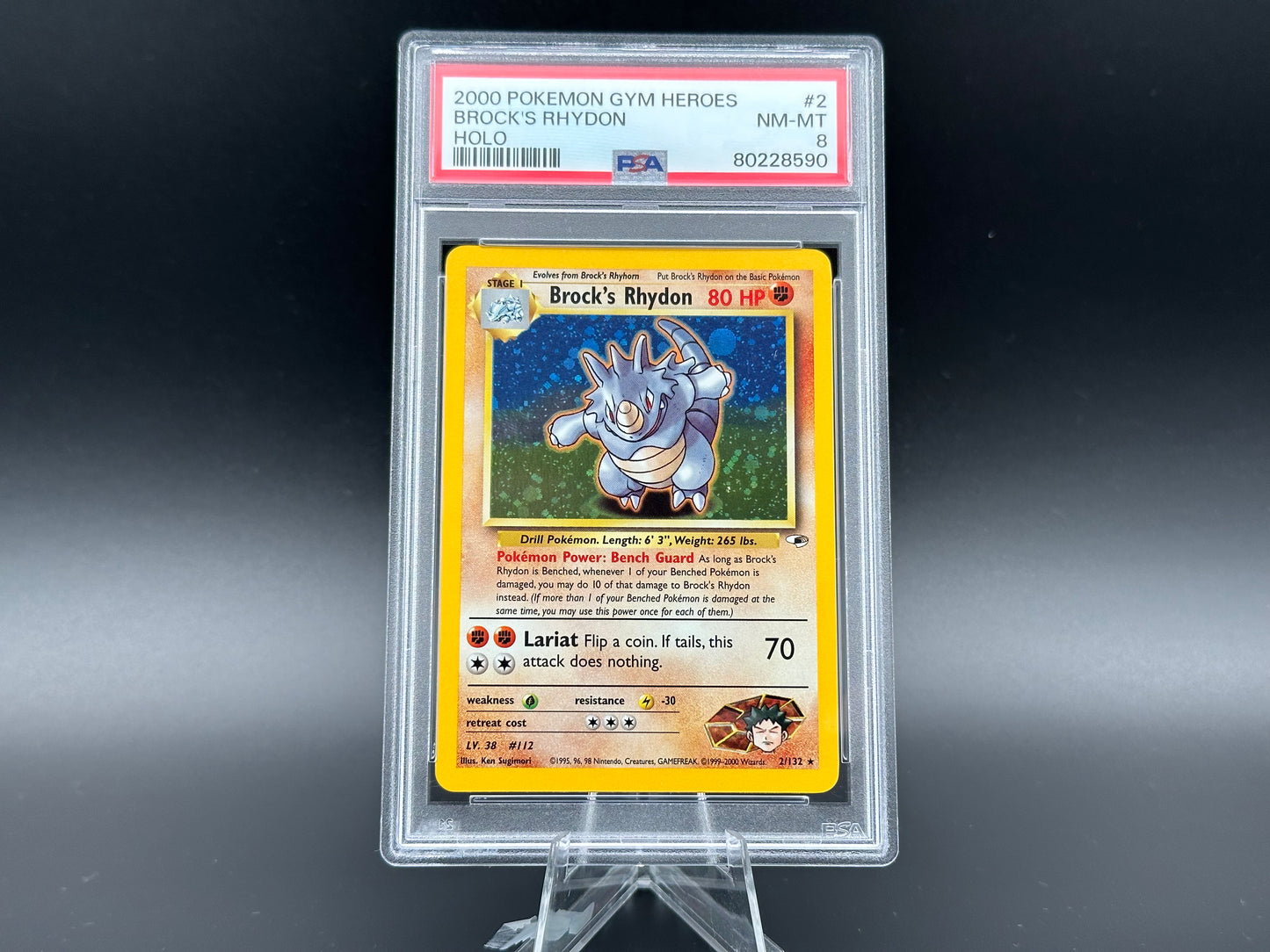 Brock's Rhydon holo Gym Heroes PSA 8