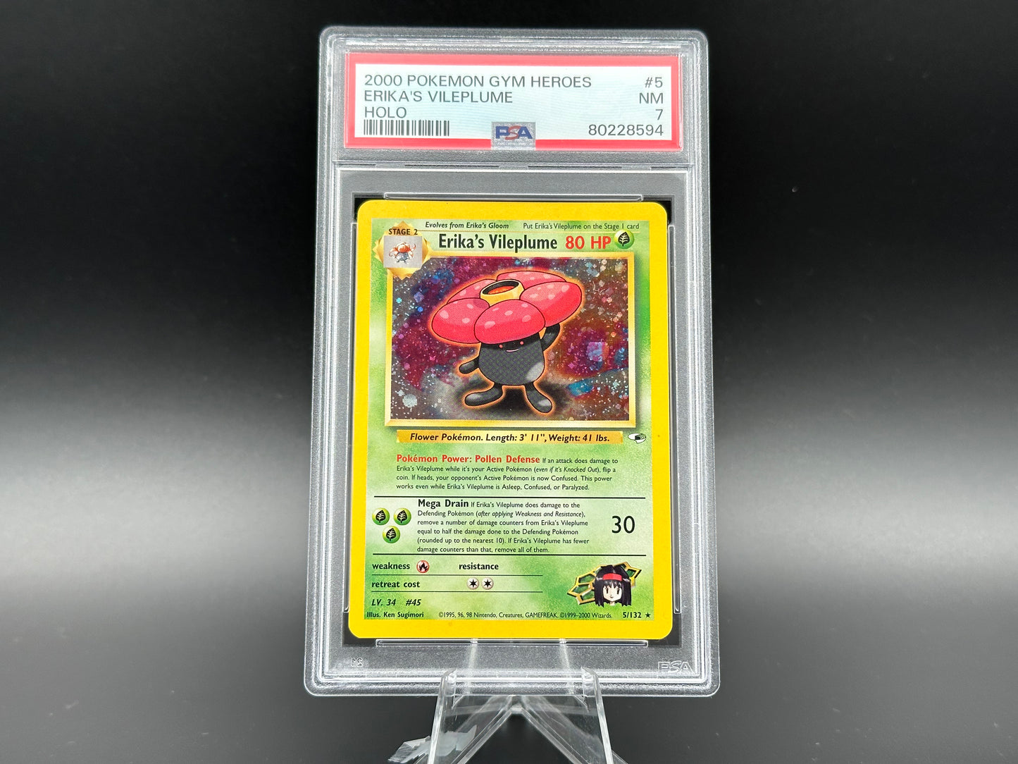 Erika's Vileplume holo Gym Heroes PSA 7