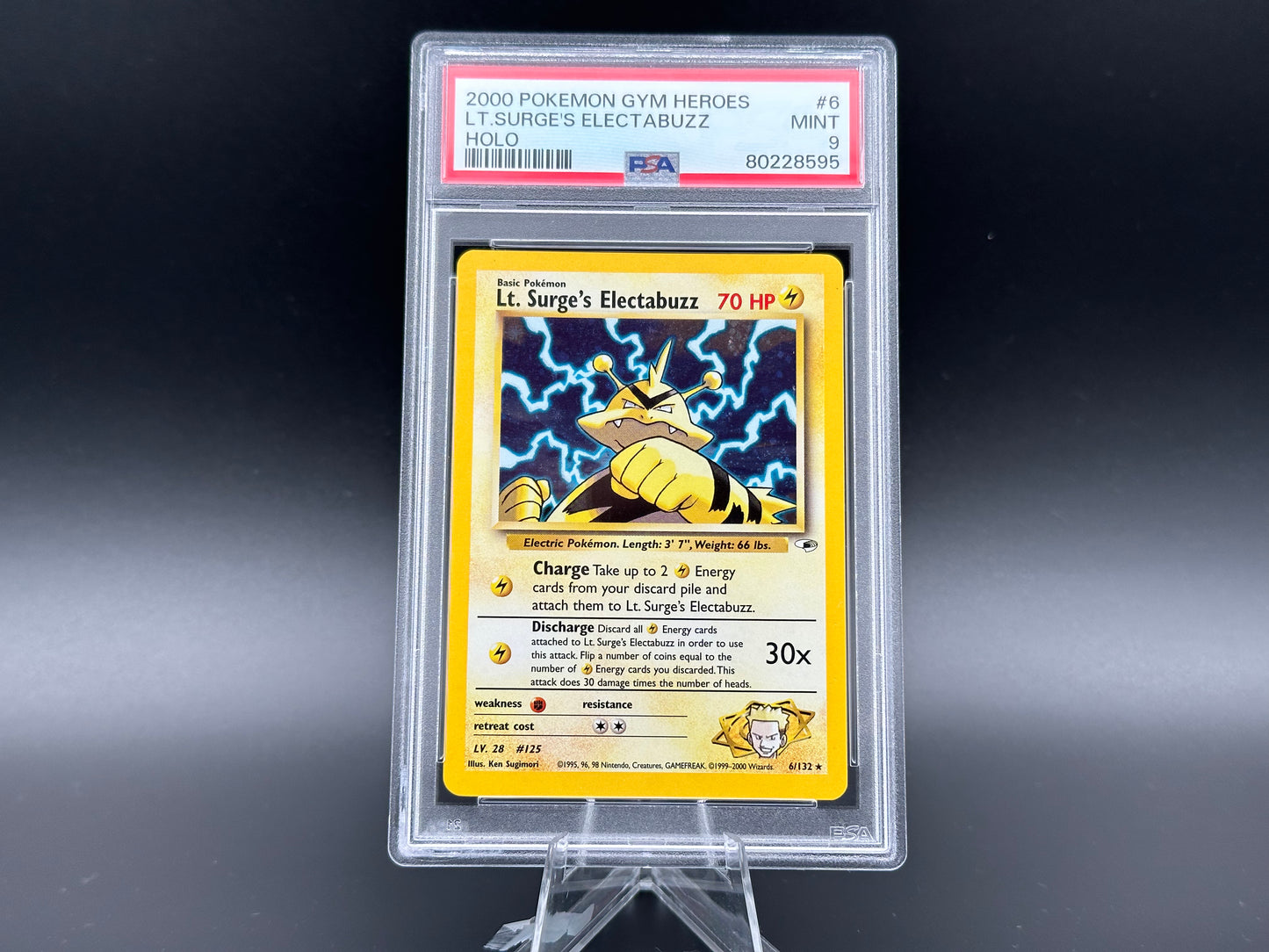 Lt. Surge's Electabuzz holo Gym Heroes PSA 9