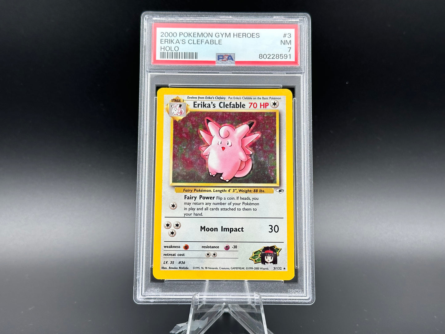 Erika's Clefable holo Gym Heroes PSA 7