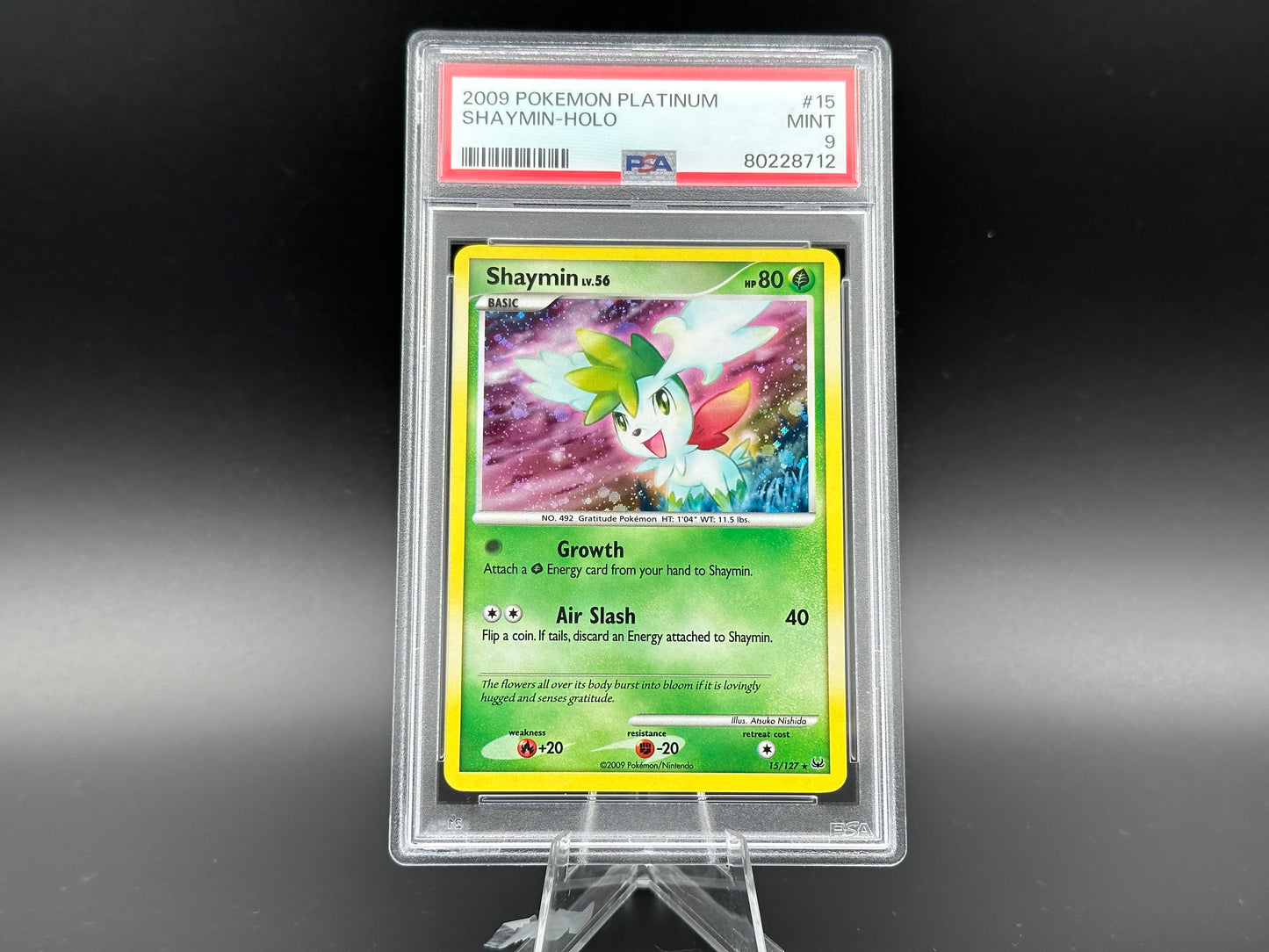 Shaymin holo Platinum Base PSA 9