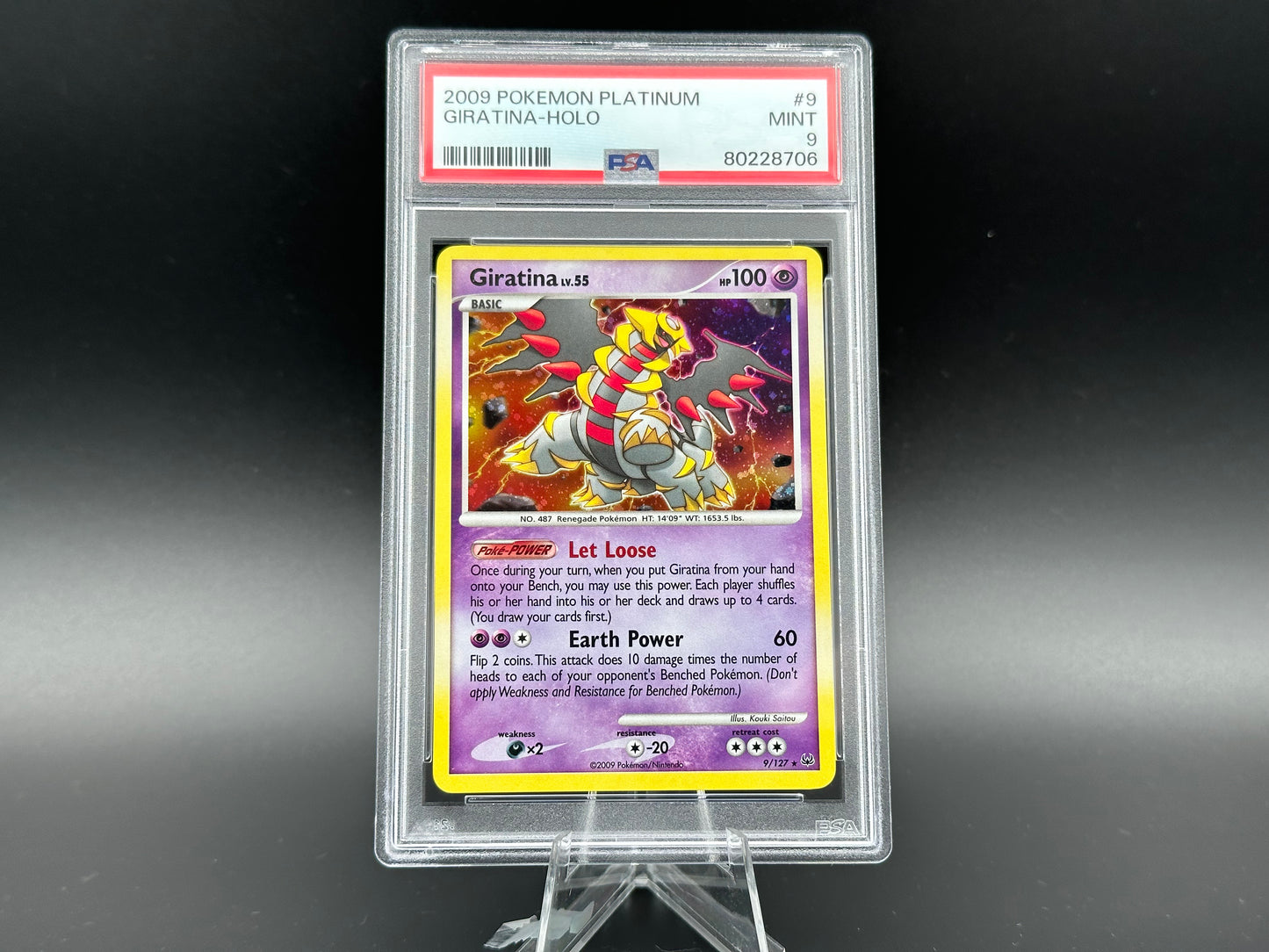 Giratina holo Platine Base PSA 9