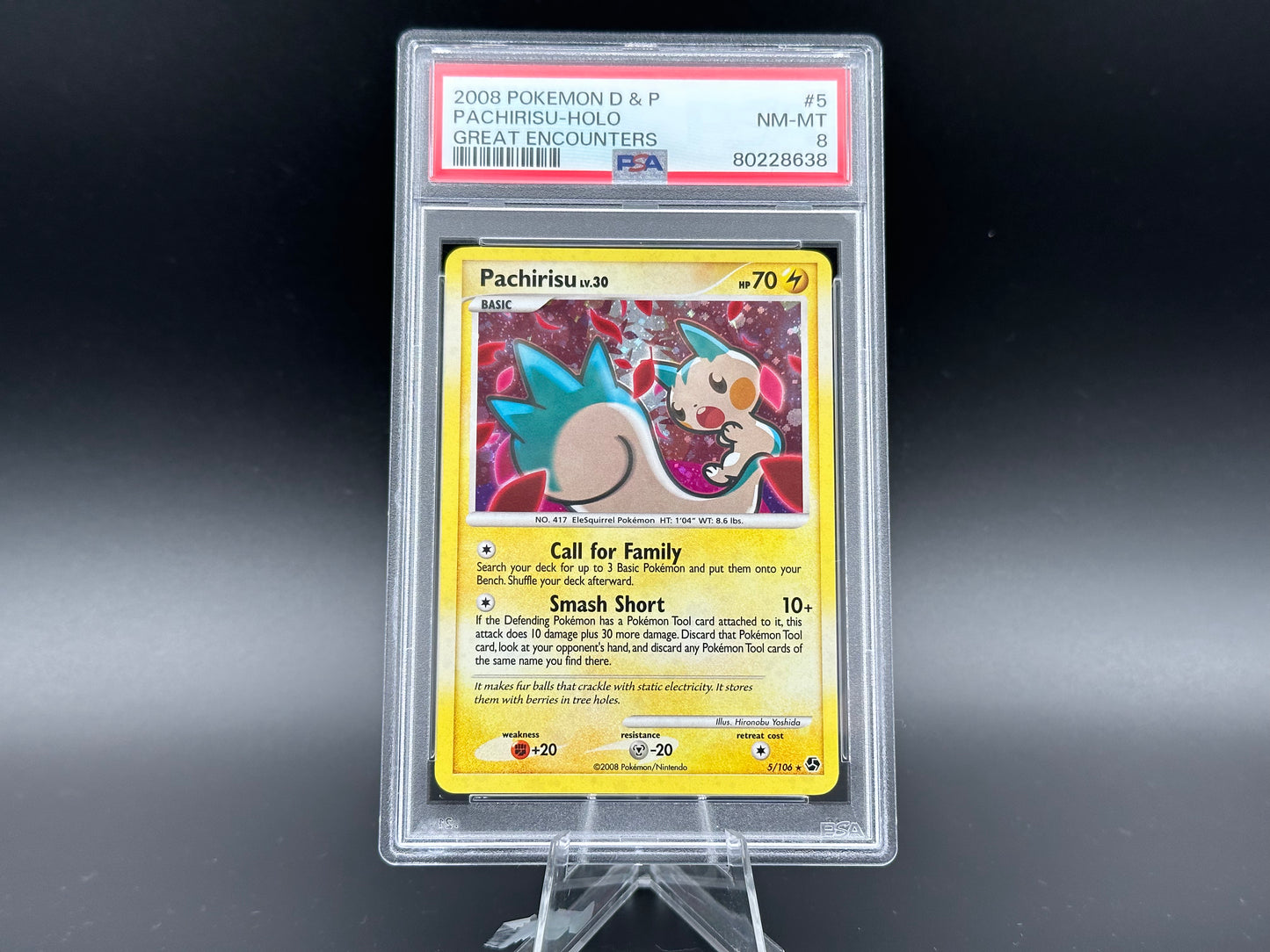 Pachirisu holo Diamond & Pearl Great Encounters PSA 8