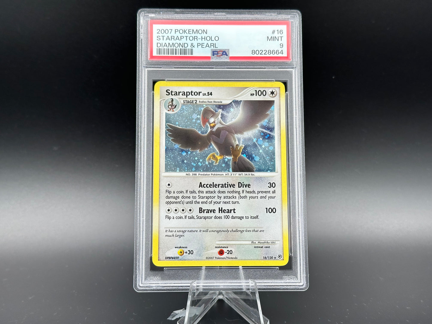 Staraptor holo Base Diamante e Perla PSA 9