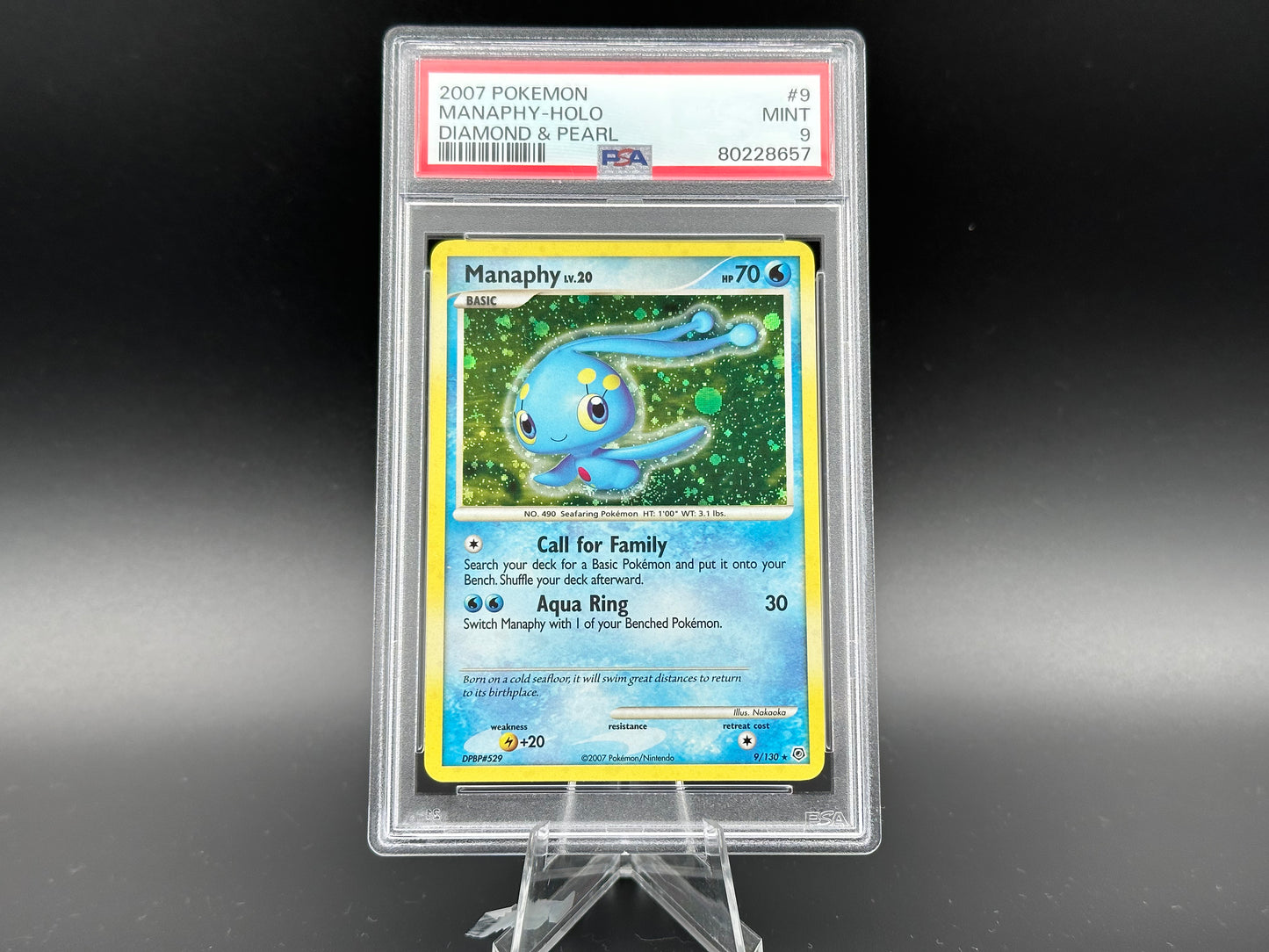 Manaphy holo Diamond & Pearl Base PSA 9