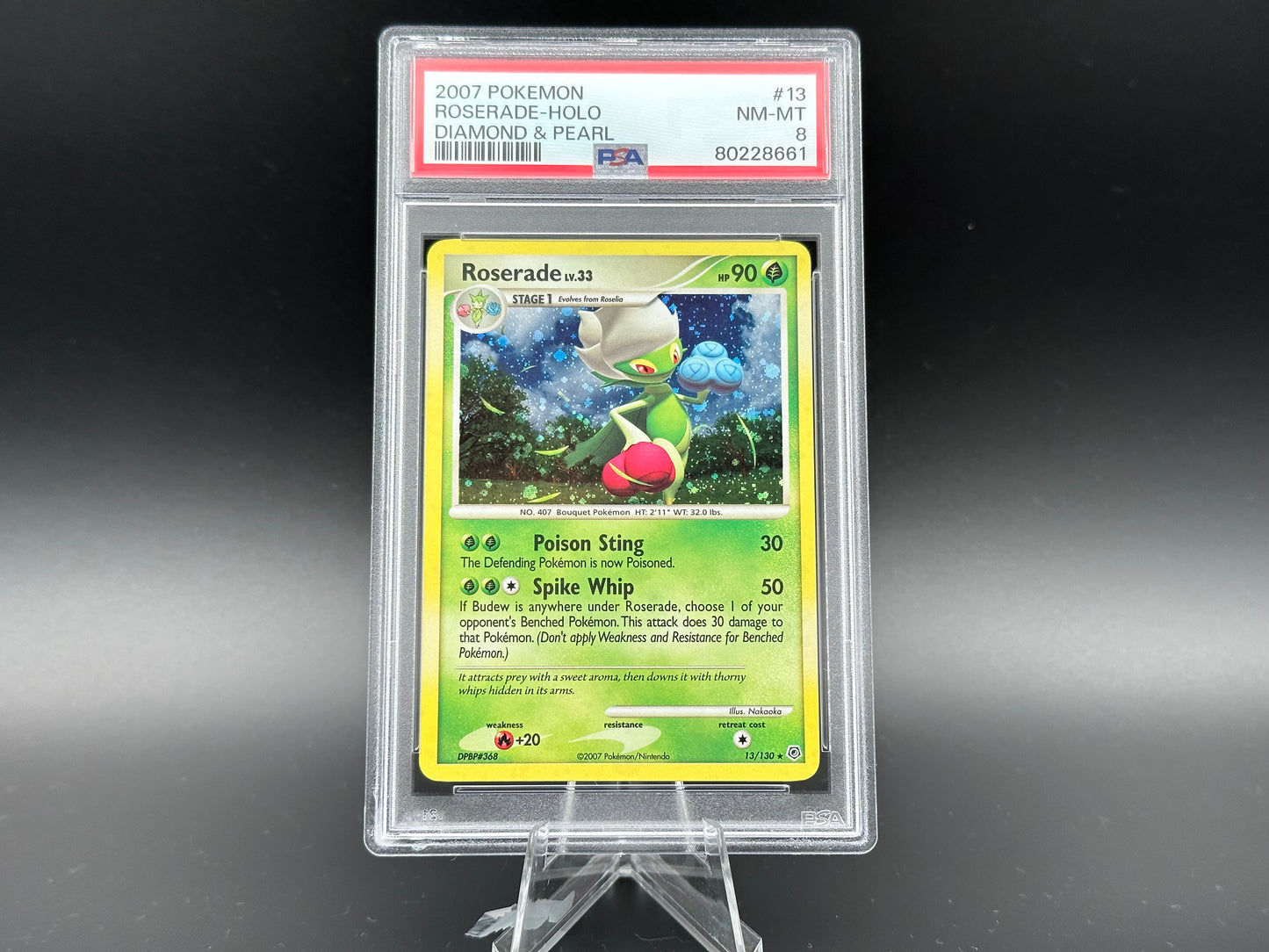 Roserade holo Diamond & Pearl Base PSA 8