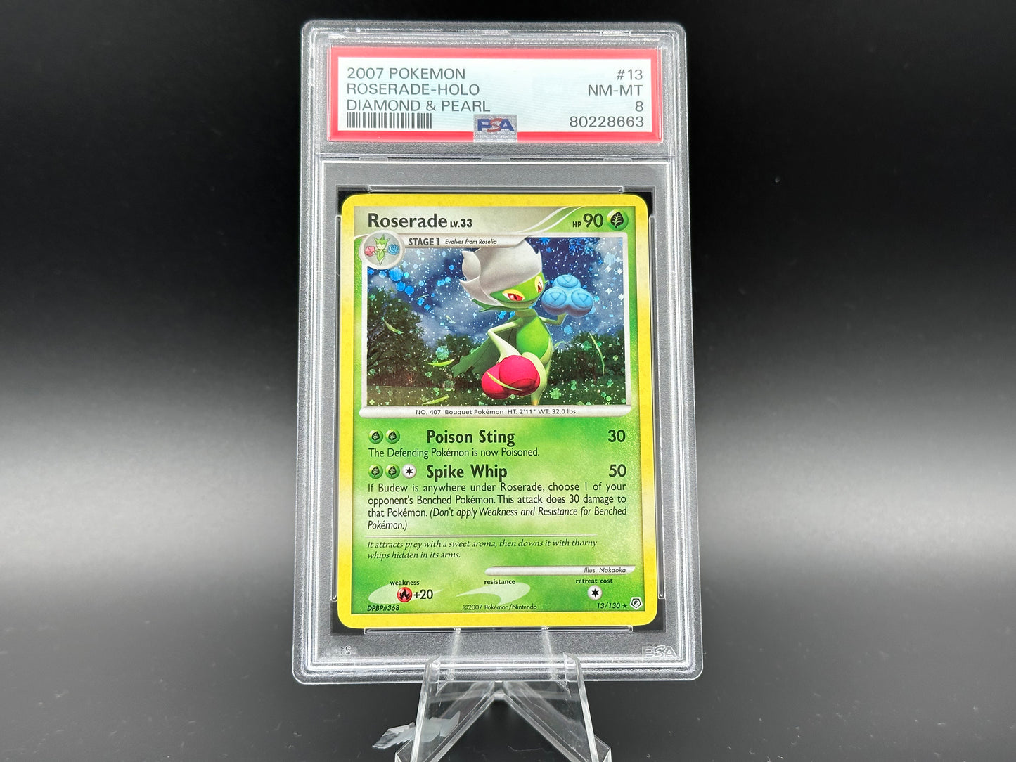 Roserade holo Diamond & Pearl Base PSA 8