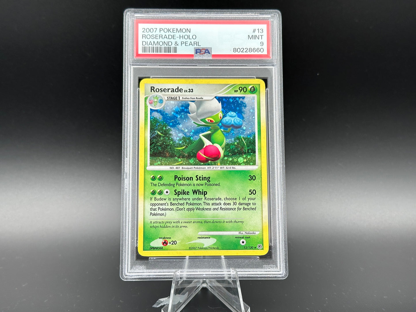 Roserade holo Base diamante e perla PSA 9