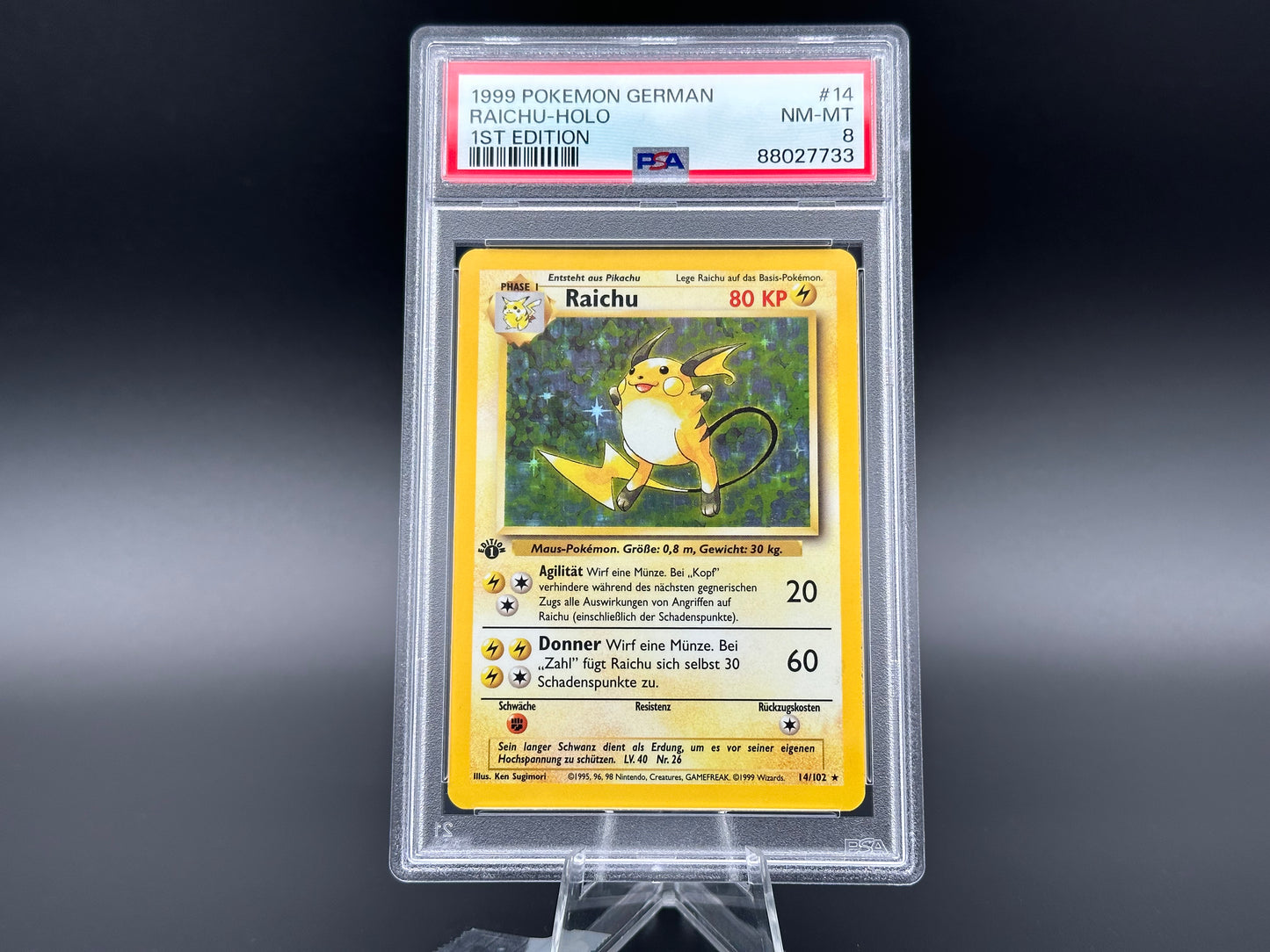 Raichu holo Basis Set 1. Edition PSA 8