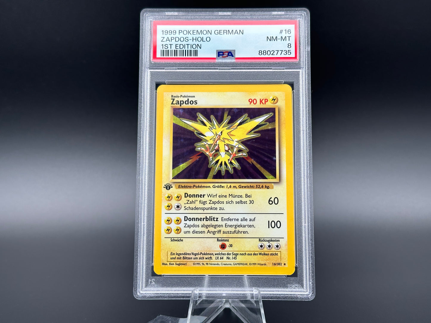 Zapdos holo Basis Set 1. Edition PSA 8