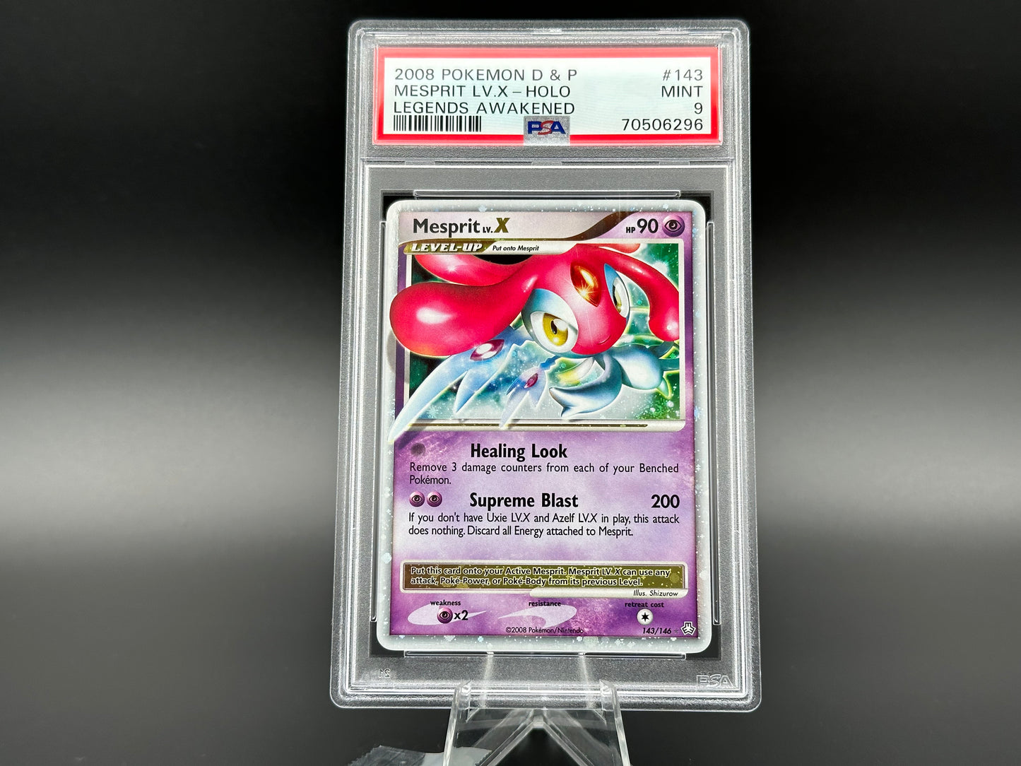 Mesprit Lv. X holo D&P Legends Awakened PSA 9